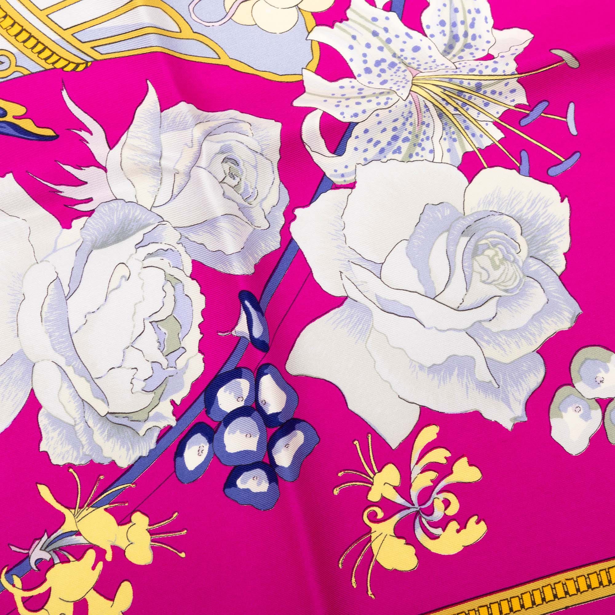 Hermès Fleurs et Raisins Silk Scarf 90