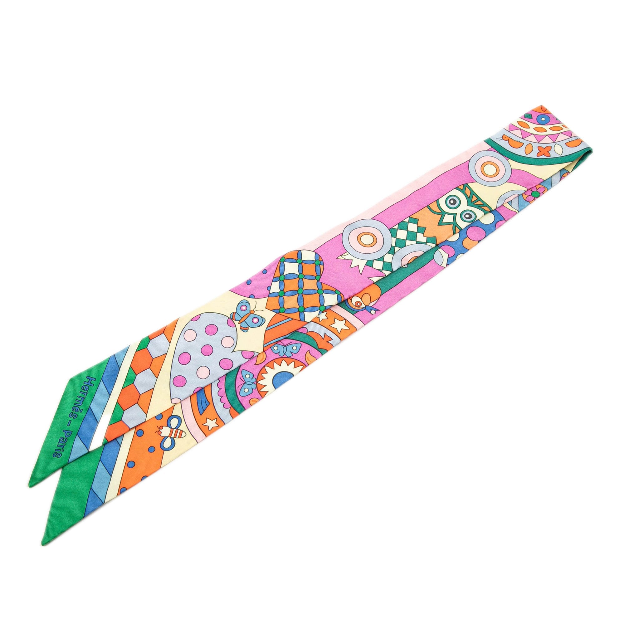 Hermès Les Murmures De La Foret Silk Twilly Scarf