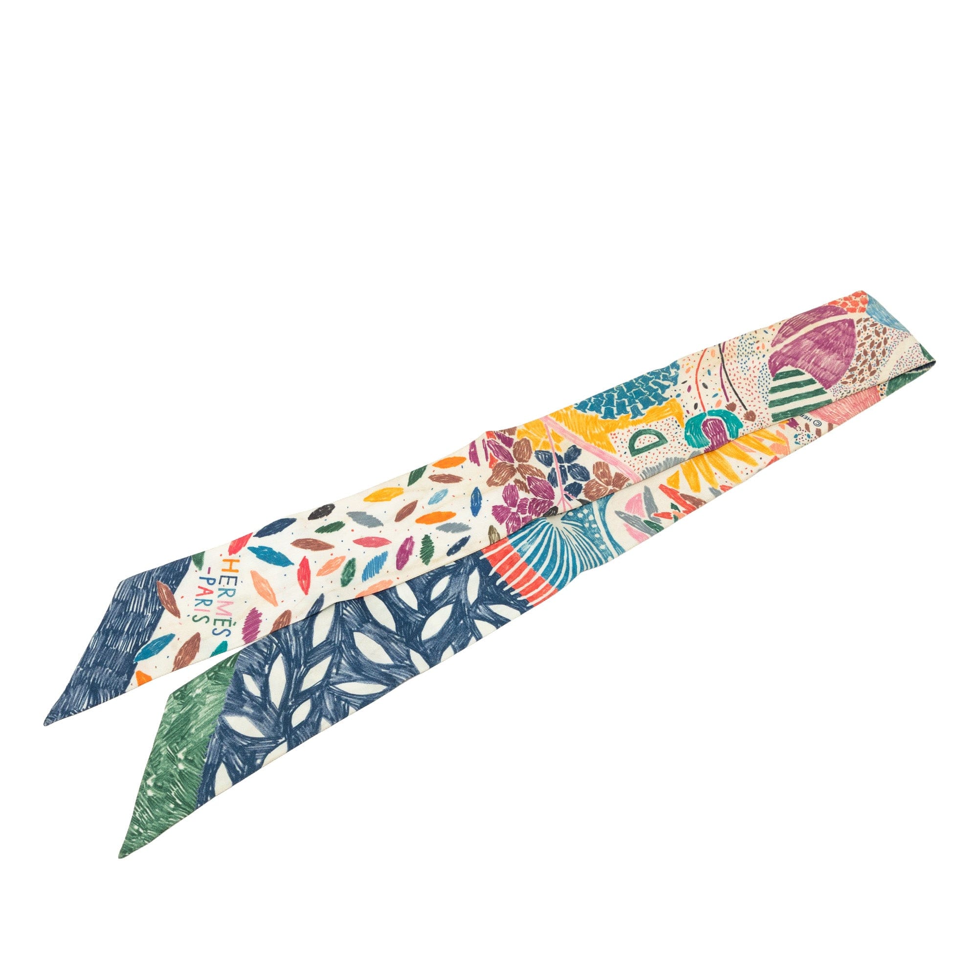 Hermès Chacun Fait Son Nid Silk Twilly Scarf
