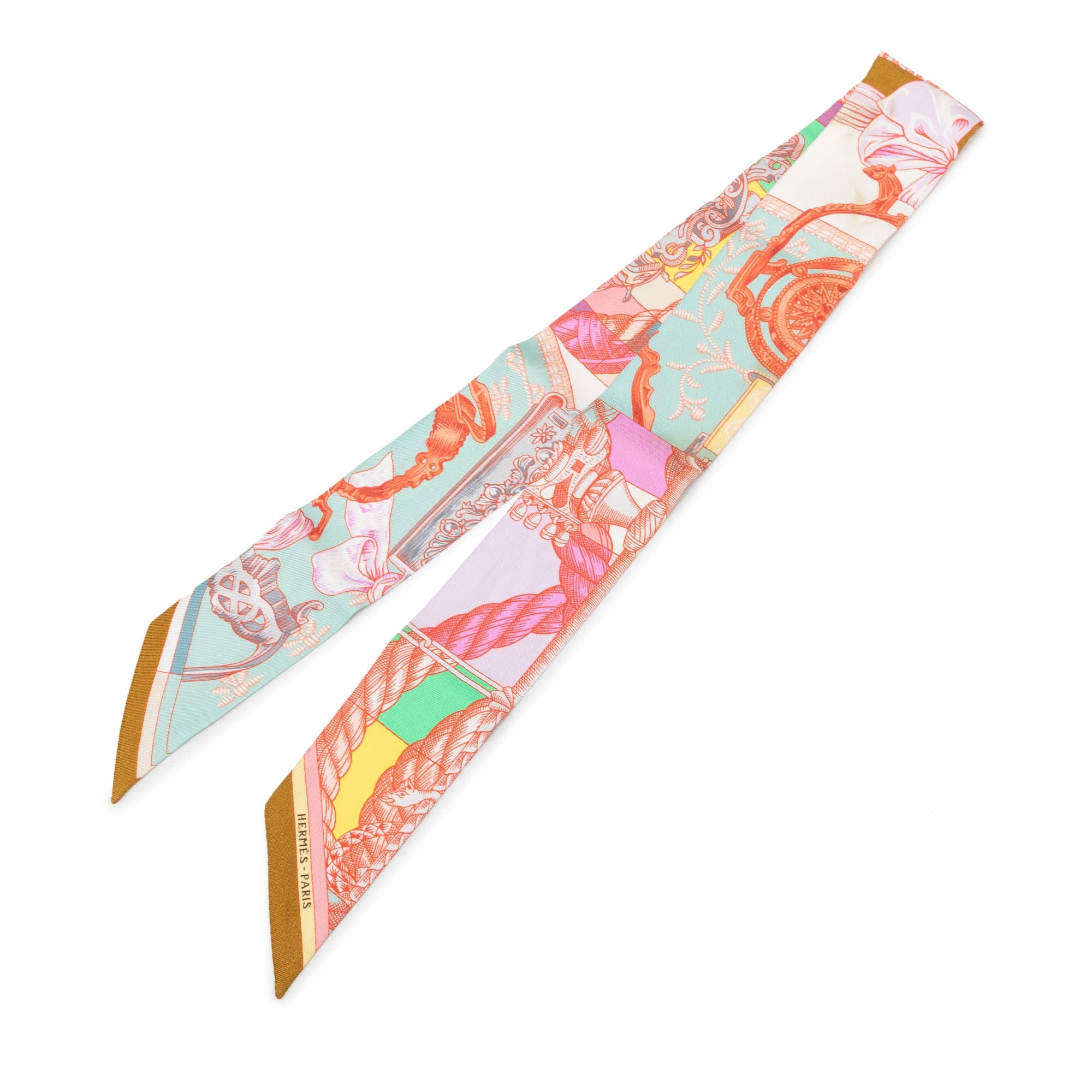 Hermès Cavalleria d Etriers Silk Twilly Scarf