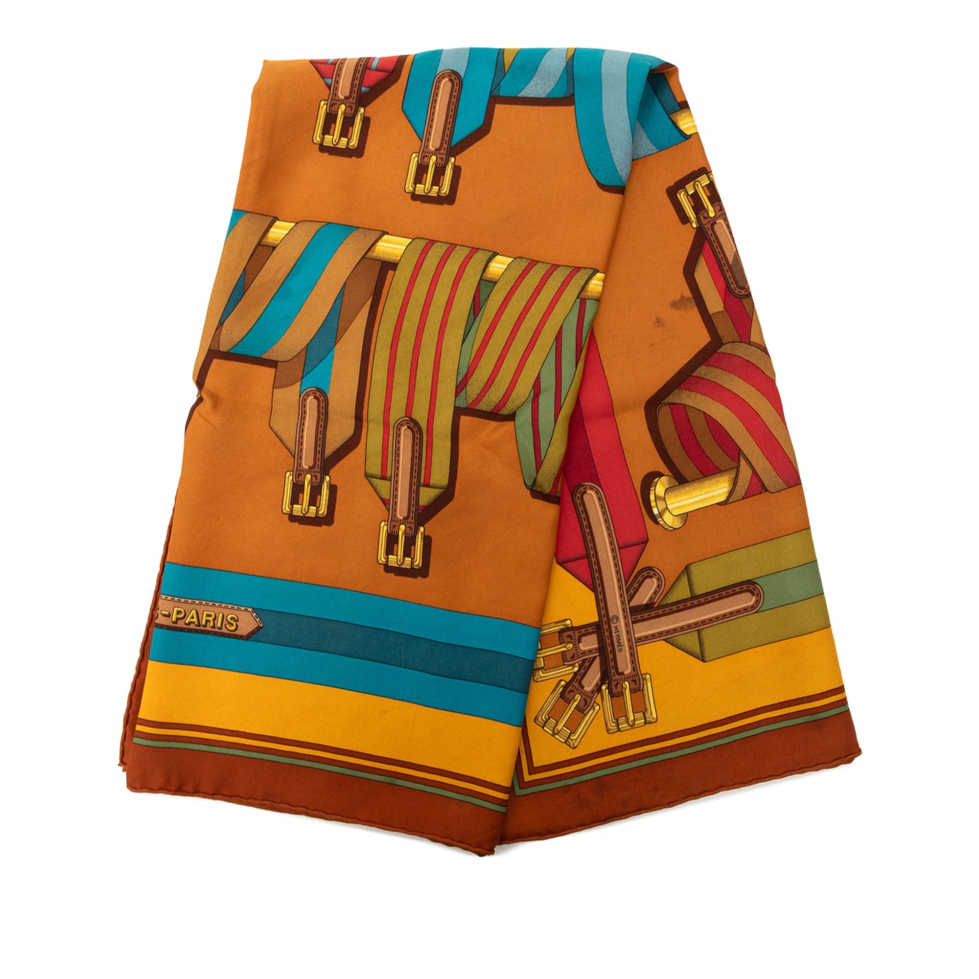 Hermès Les Sangles Silk Scarf 90
