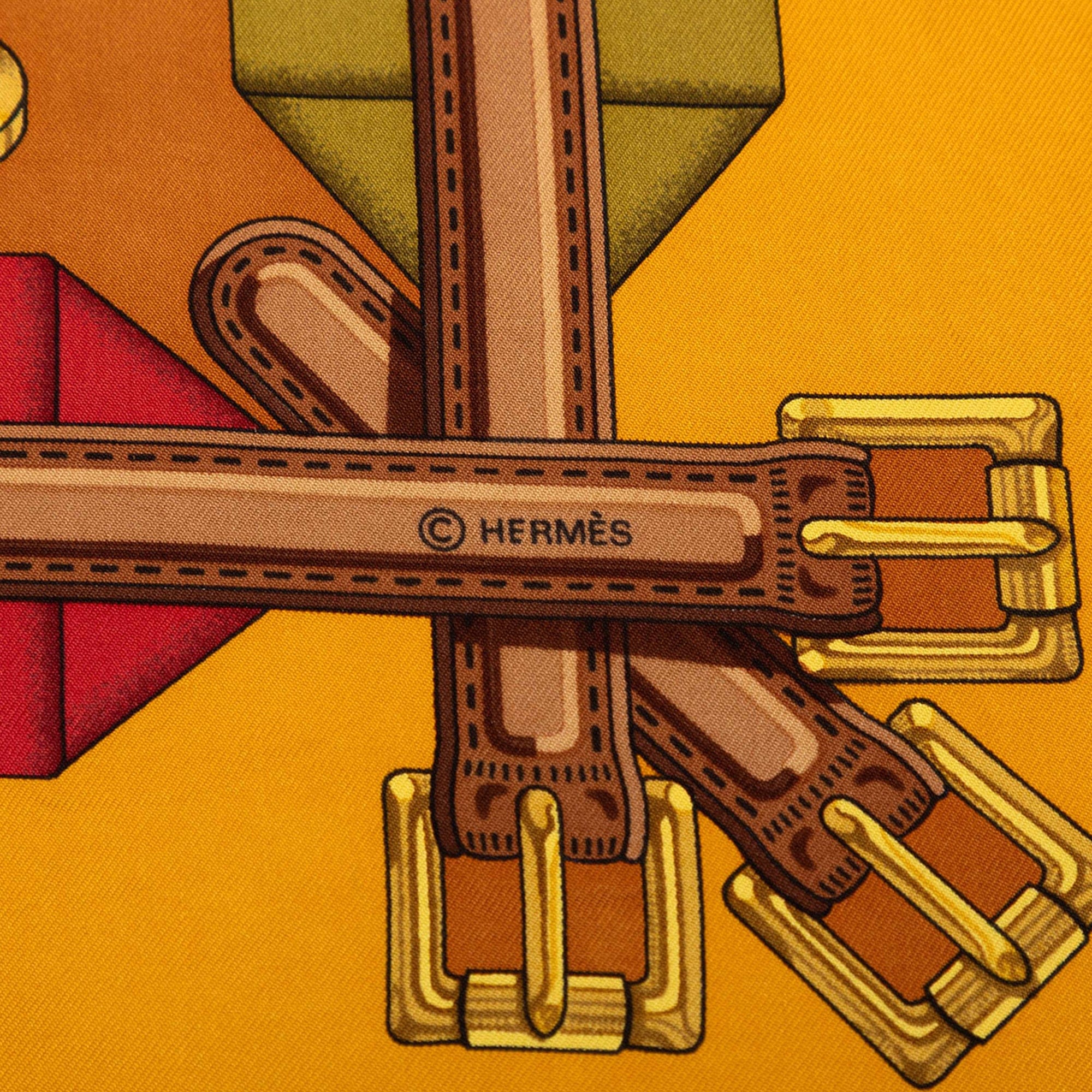 Hermès Les Sangles Silk Scarf 90