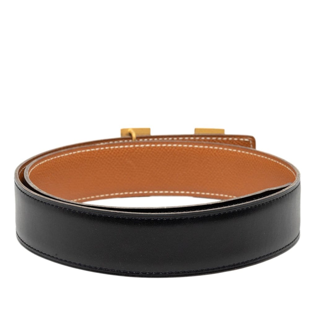 Hermès Box Calf and Courchevel Constance H Reversible Belt