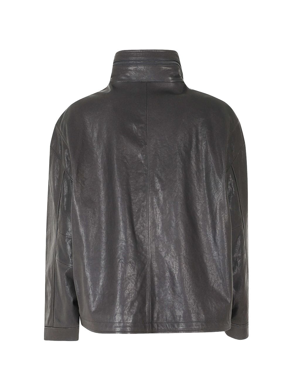 Emporio Armani Leather Blouson Jacket — Charcoal