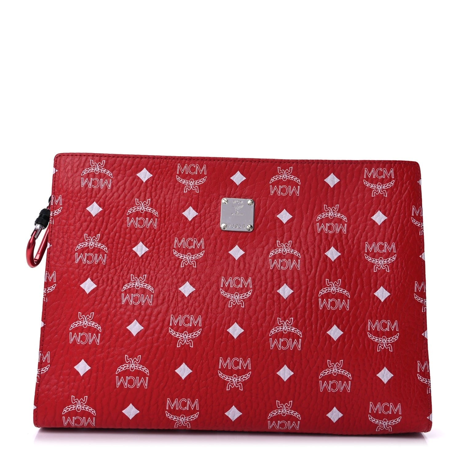 MCM Visetos Medium Zip Pouch Red