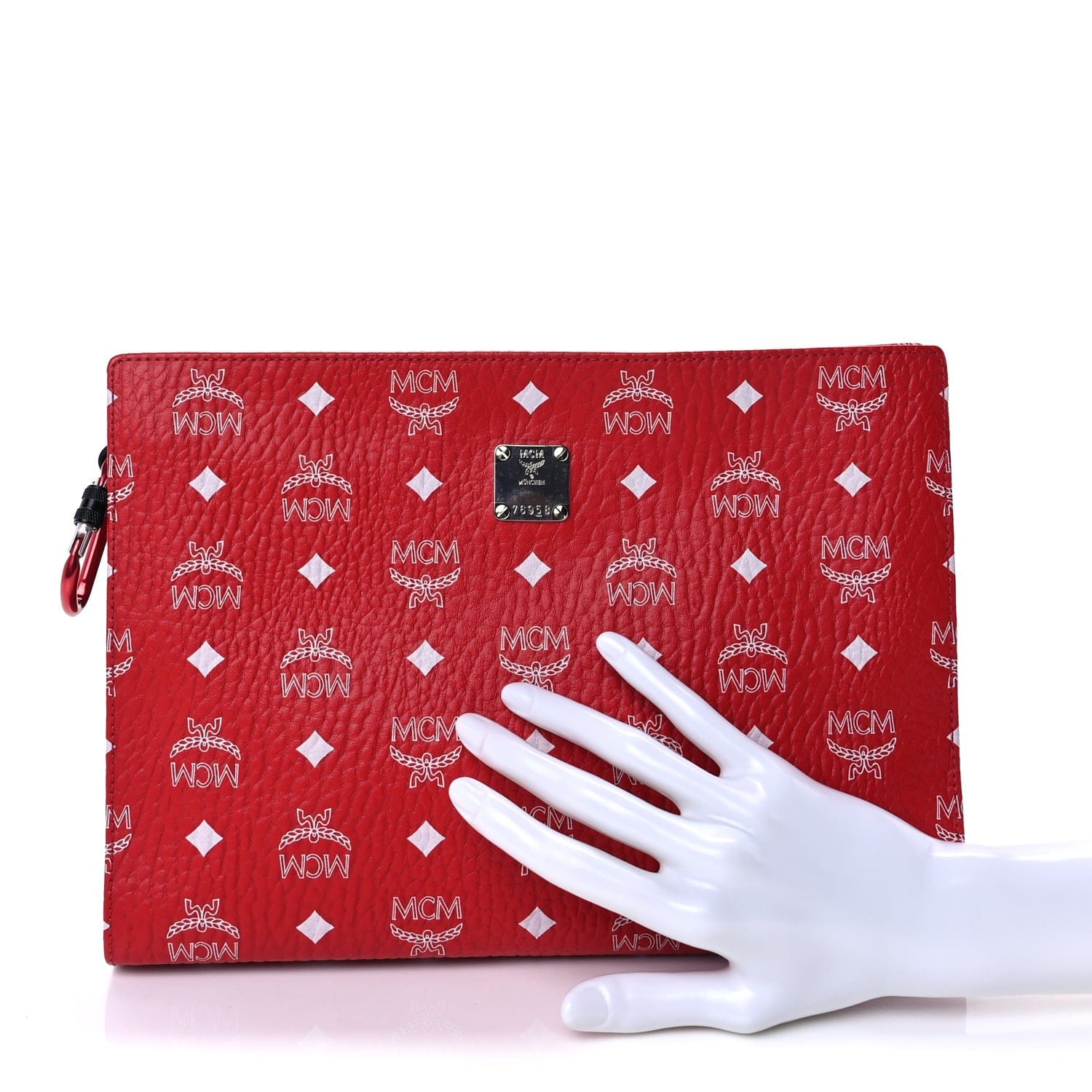 MCM Visetos Medium Zip Pouch Red