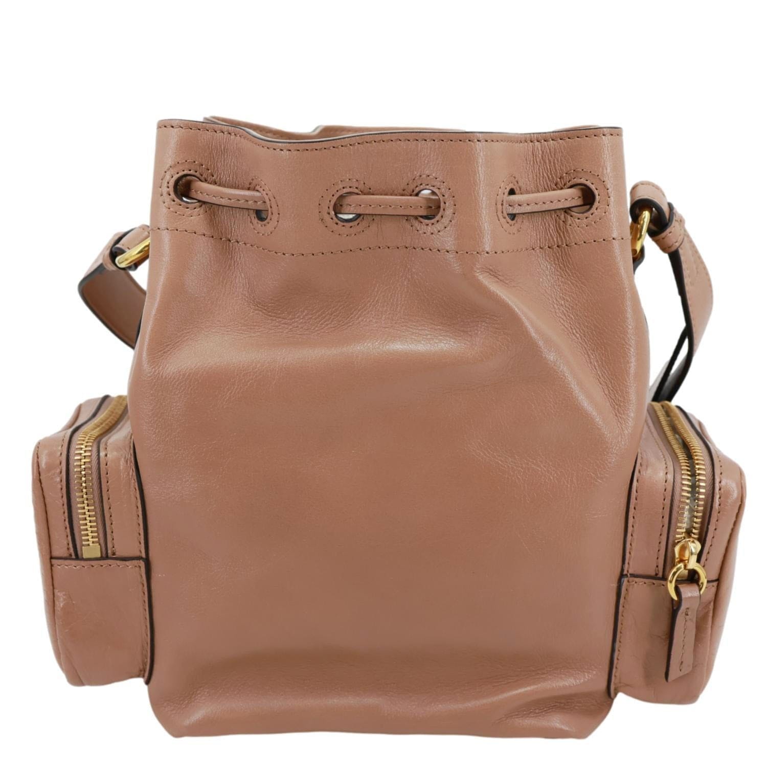 CHLOE Camera Bucket Smooth Leather Shoulder Bag Peach