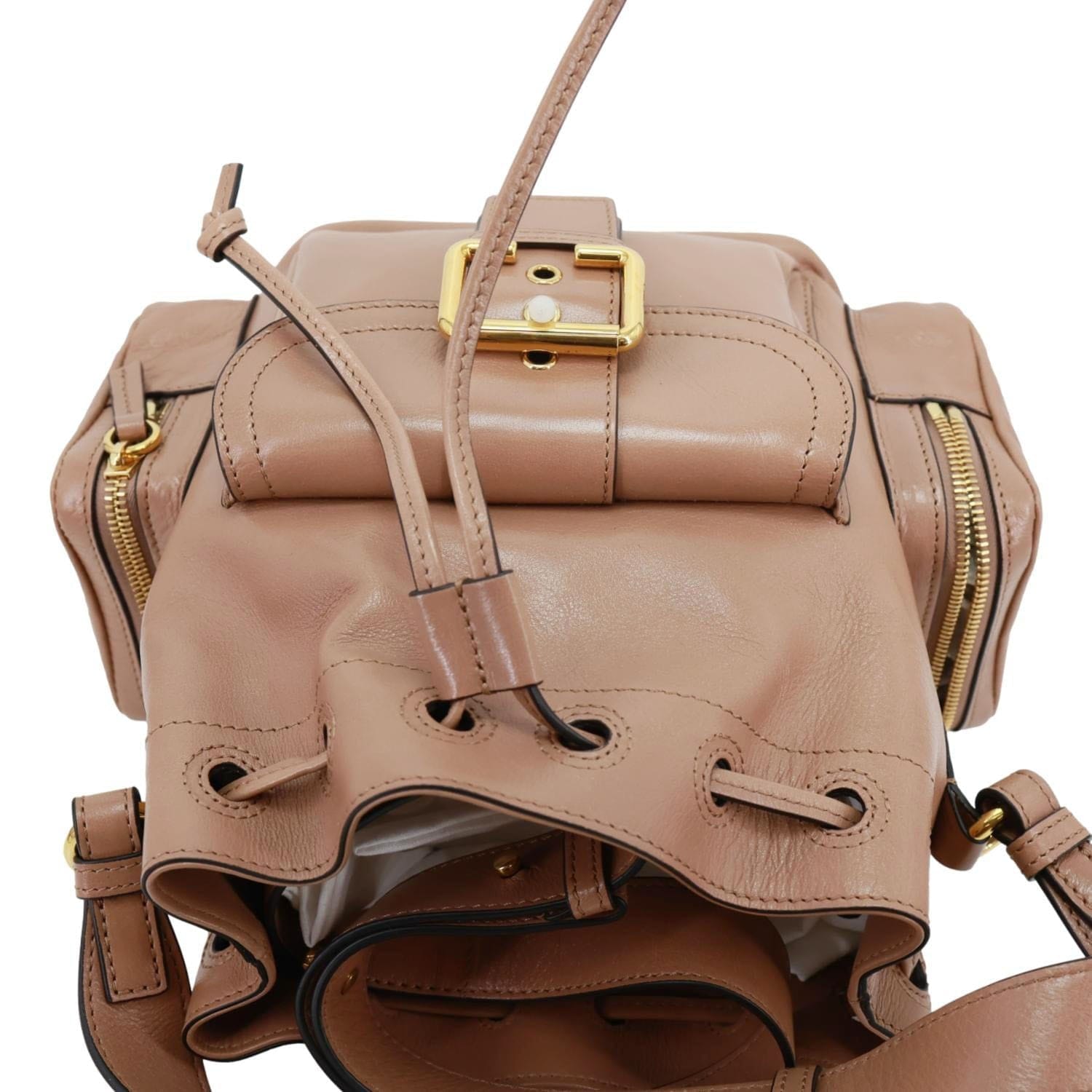 CHLOE Camera Bucket Smooth Leather Shoulder Bag Peach