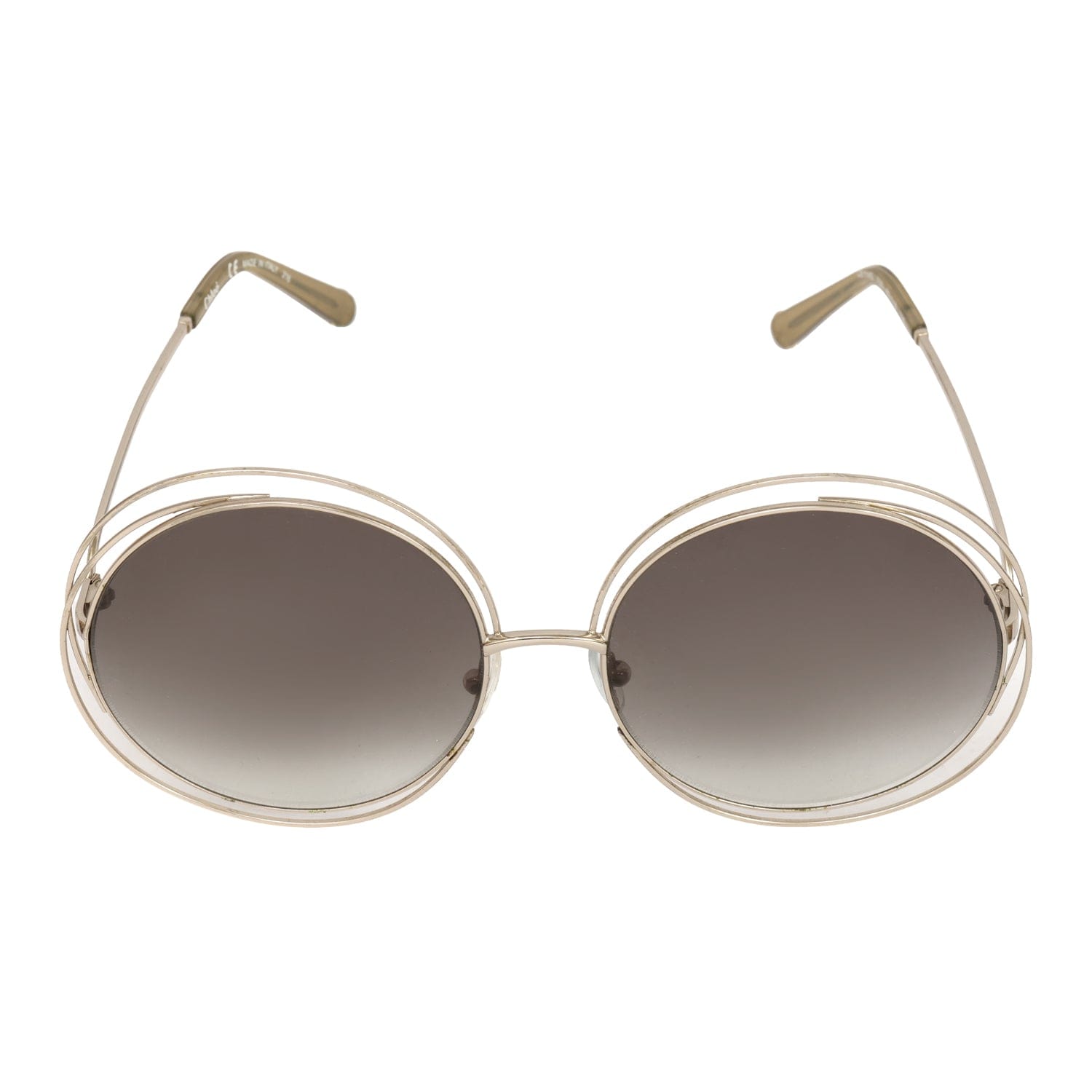 CHLOE CARLINA OVERSIZED ROUND METALLIC FRAM SUNGLASSES