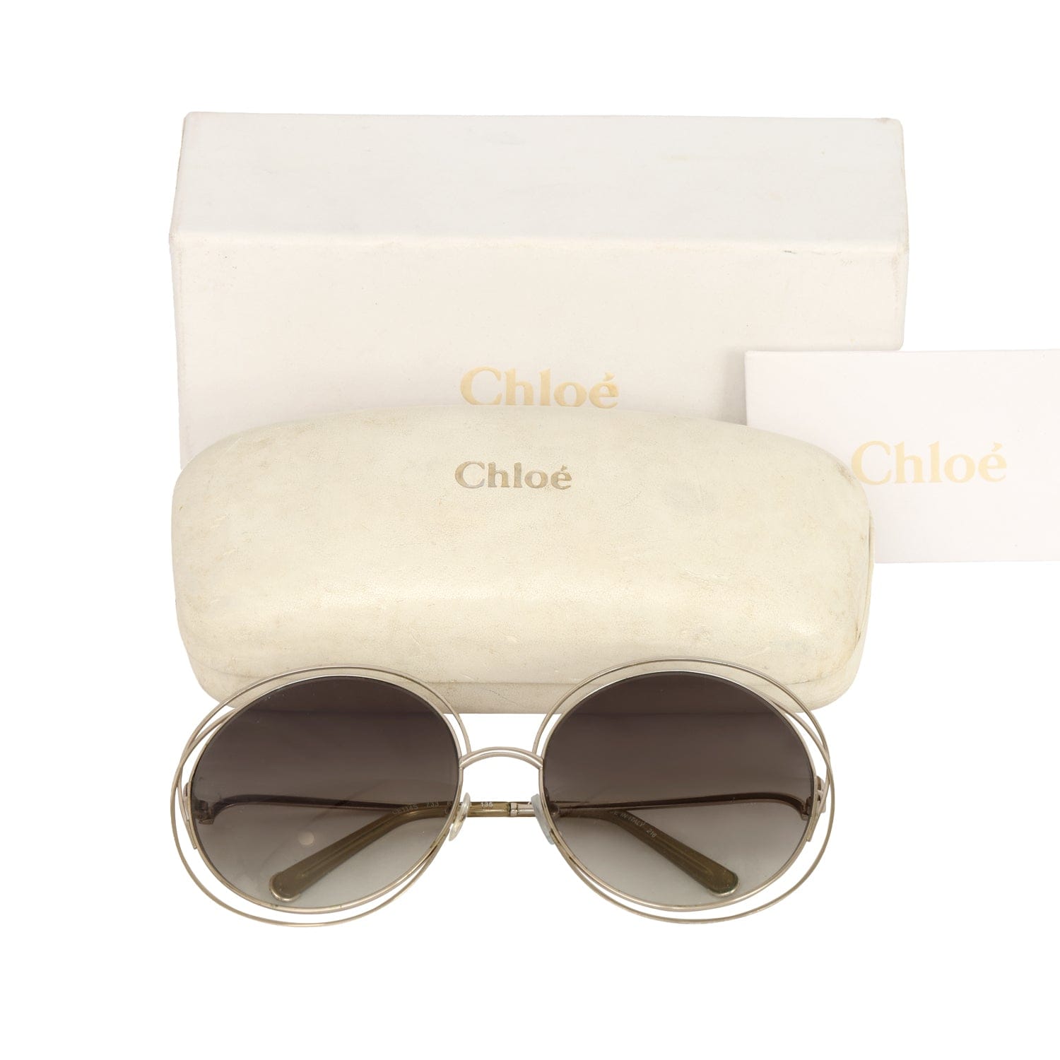 CHLOE CARLINA OVERSIZED ROUND METALLIC FRAM SUNGLASSES