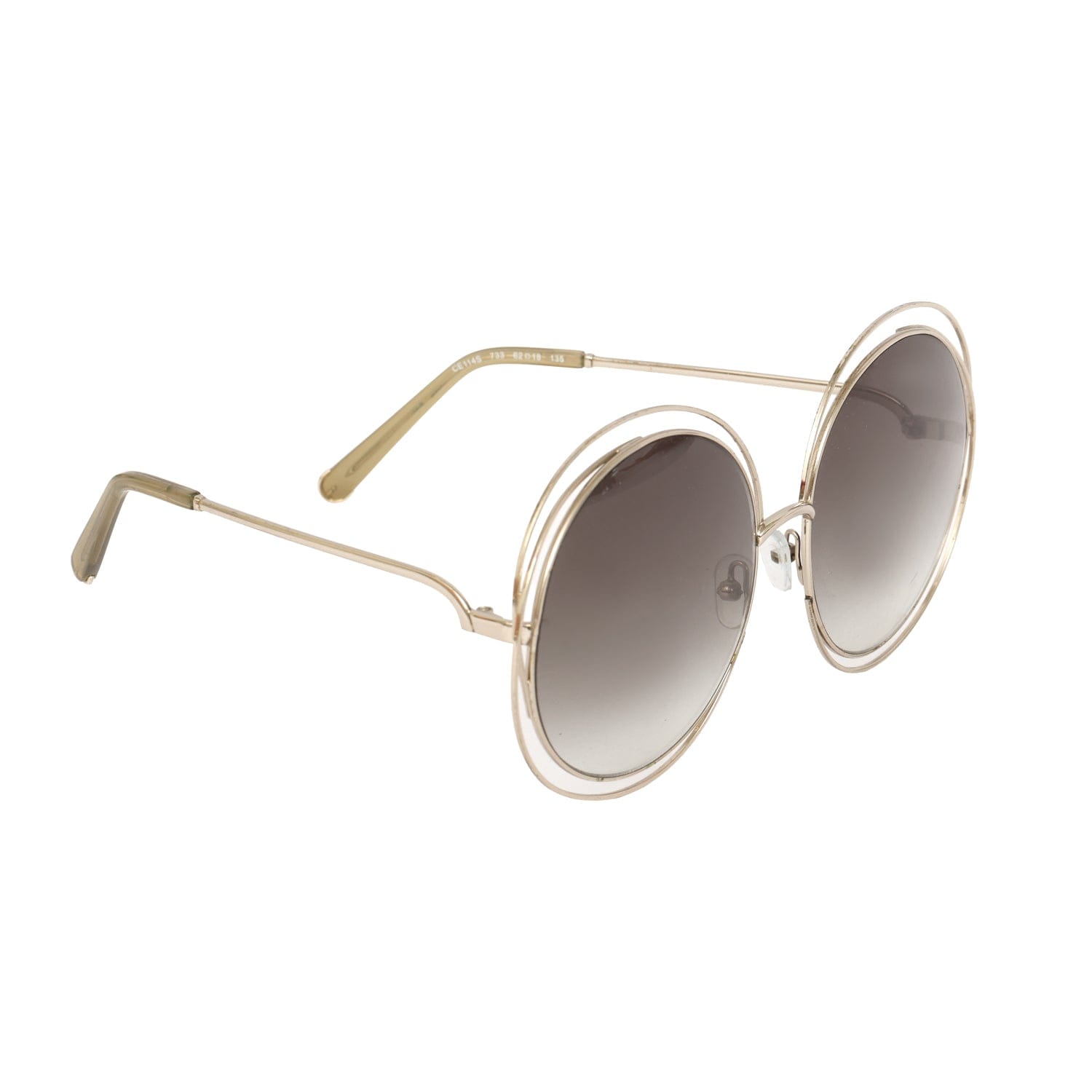 CHLOE CARLINA OVERSIZED ROUND METALLIC FRAM SUNGLASSES