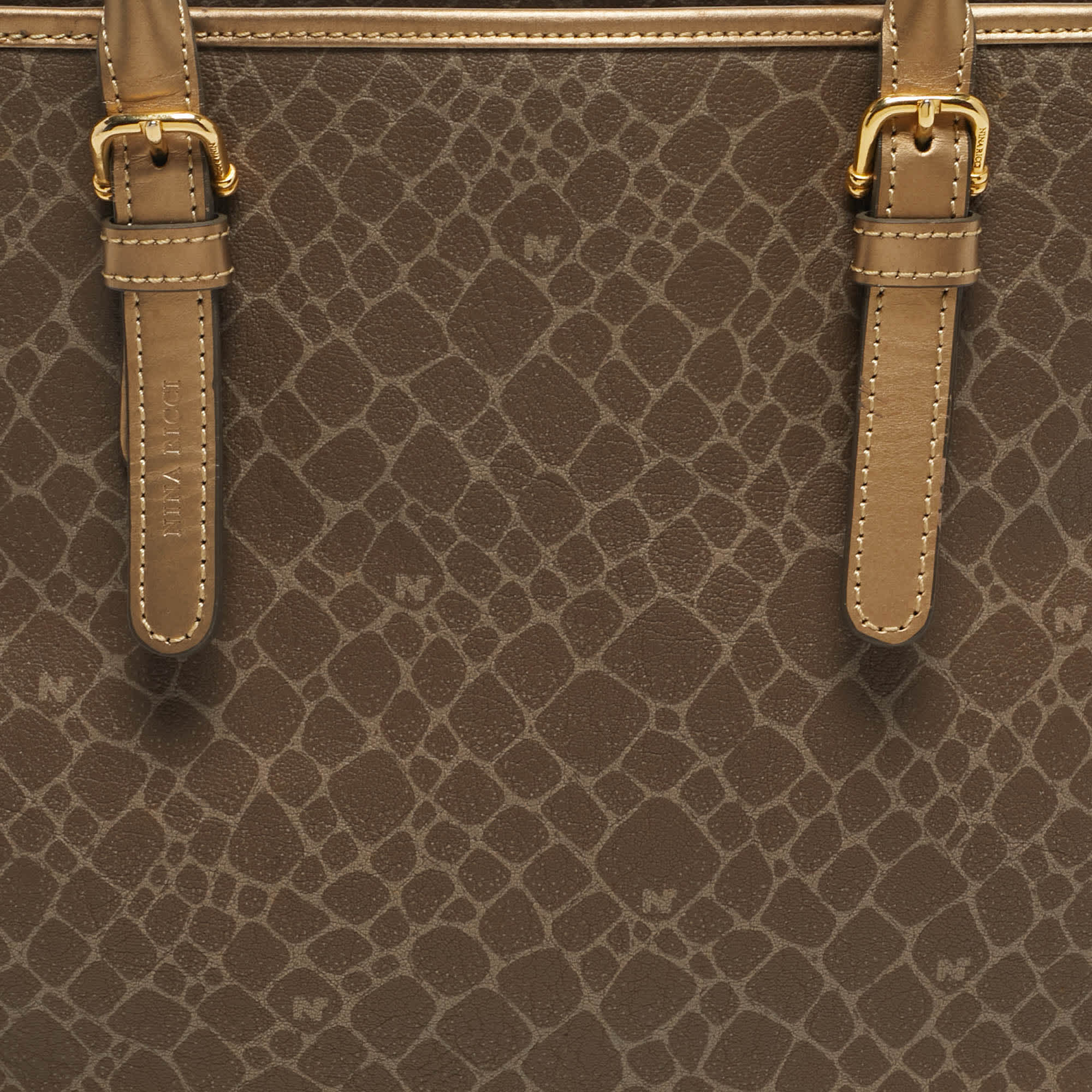 Nina Ricci Printed Brown/bronze Leather Tote