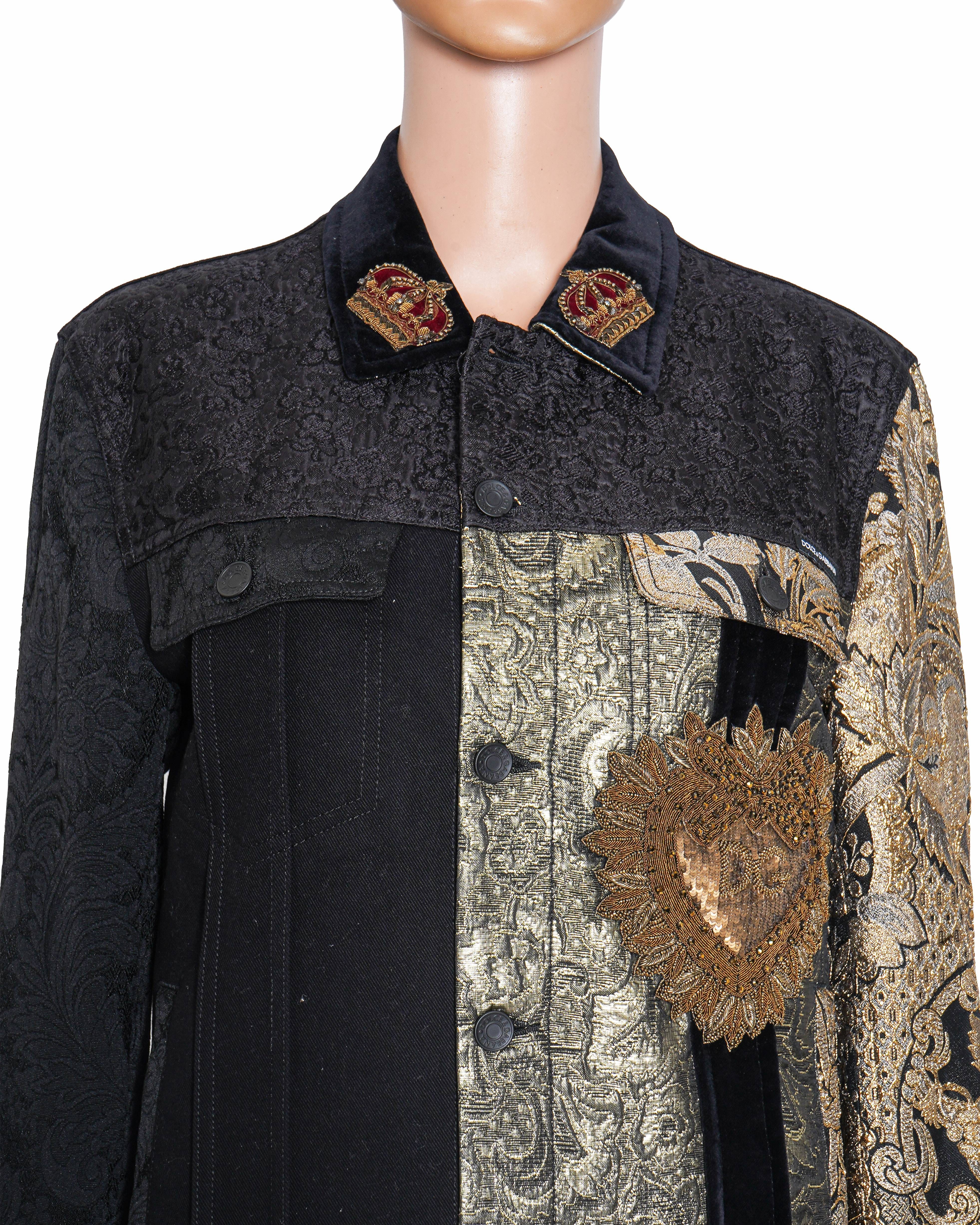 Dolce & Gabbana Dolce & Gabbaana black/Gold floral jacquard Biker jacket