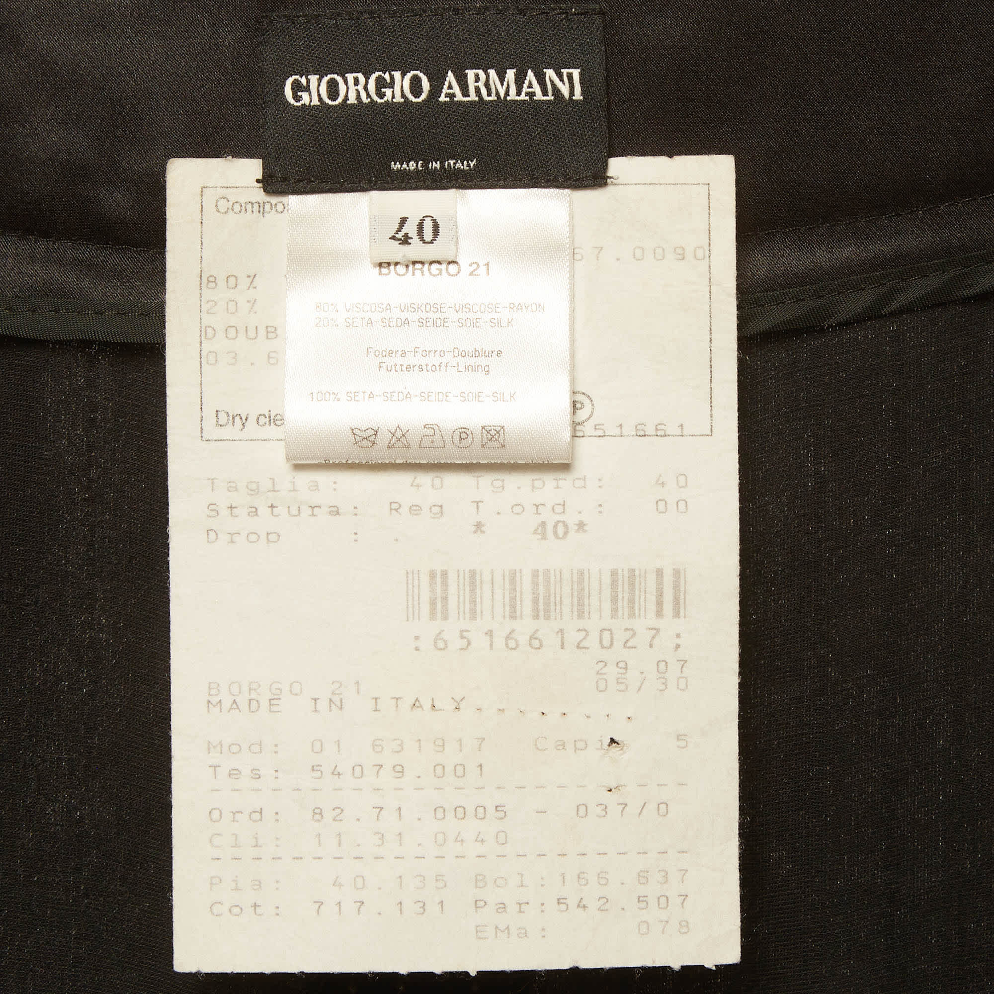 Giorgio Armani Black Pinstriped Loose Fit Trousers