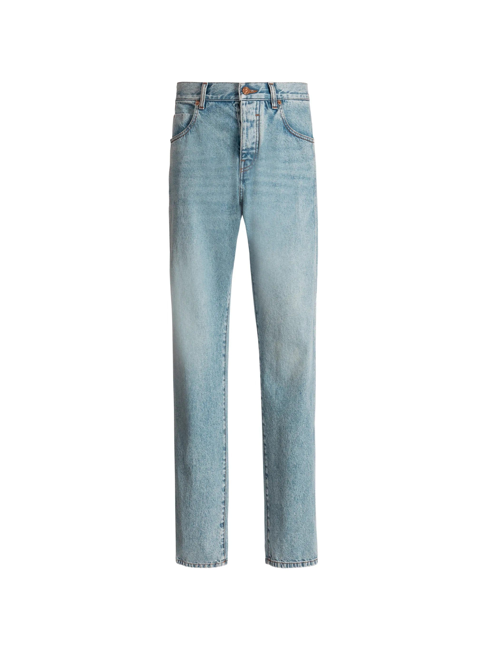 Balmain loose - fit jeans in light blue denim