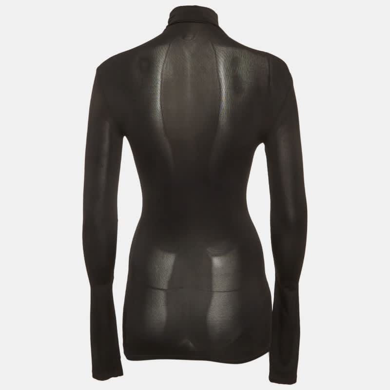 Off - White Black Logo Print Jersey Turtleneck Top