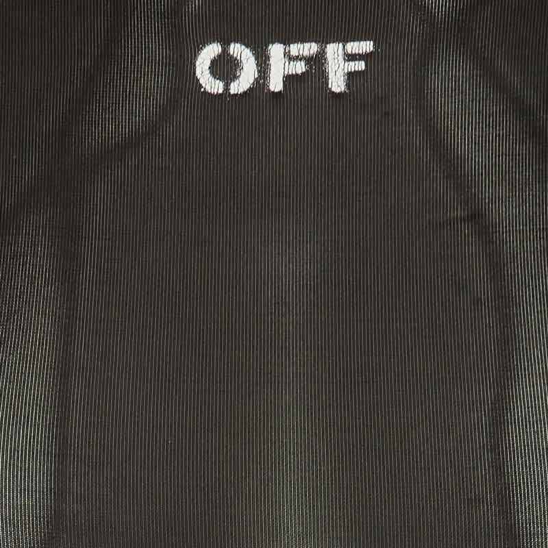 Off - White Black Logo Print Jersey Turtleneck Top