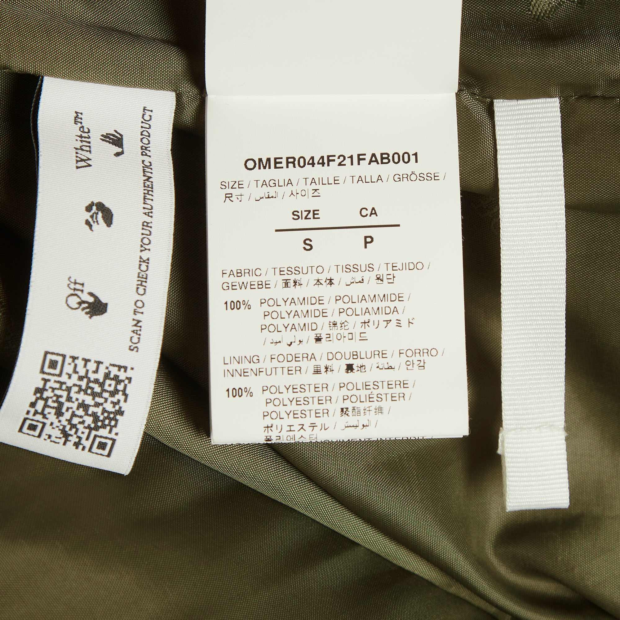 Off - White Green Synthetic Double Breasted Trench Coat