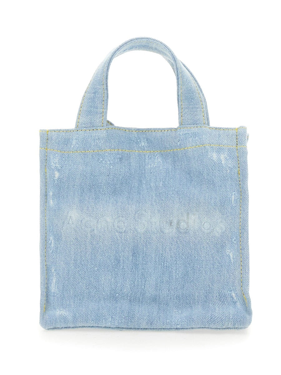 Acne Studios Women Mini Denim Shopper Bag With Logo
