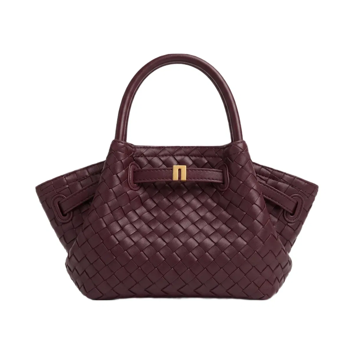 Jw Pei Hana Mini Woven Tote Bag Dark Burgundy