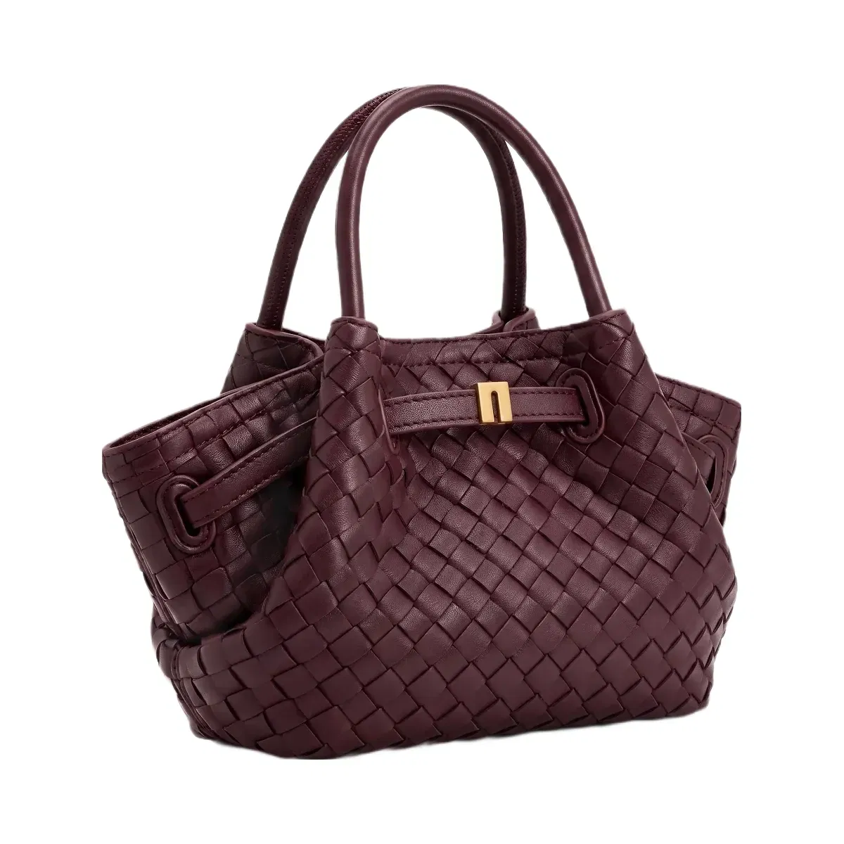 Jw Pei Hana Mini Woven Tote Bag Dark Burgundy