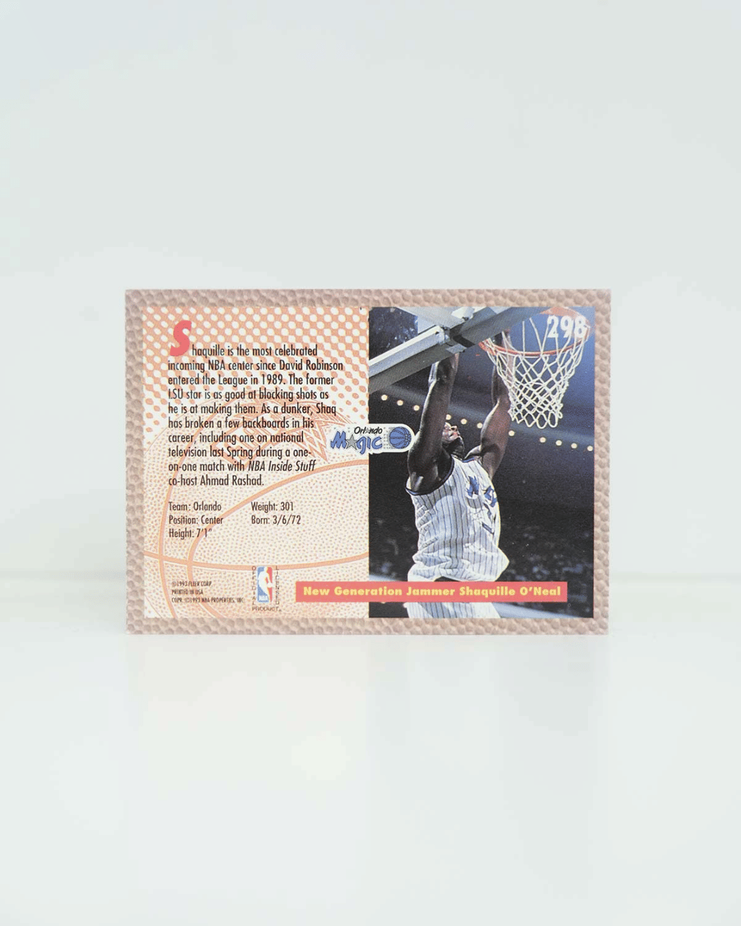 Upper Deck NBA Card SHAQUILLE O'NEAL Slam Dunk Fleer 92 - 93