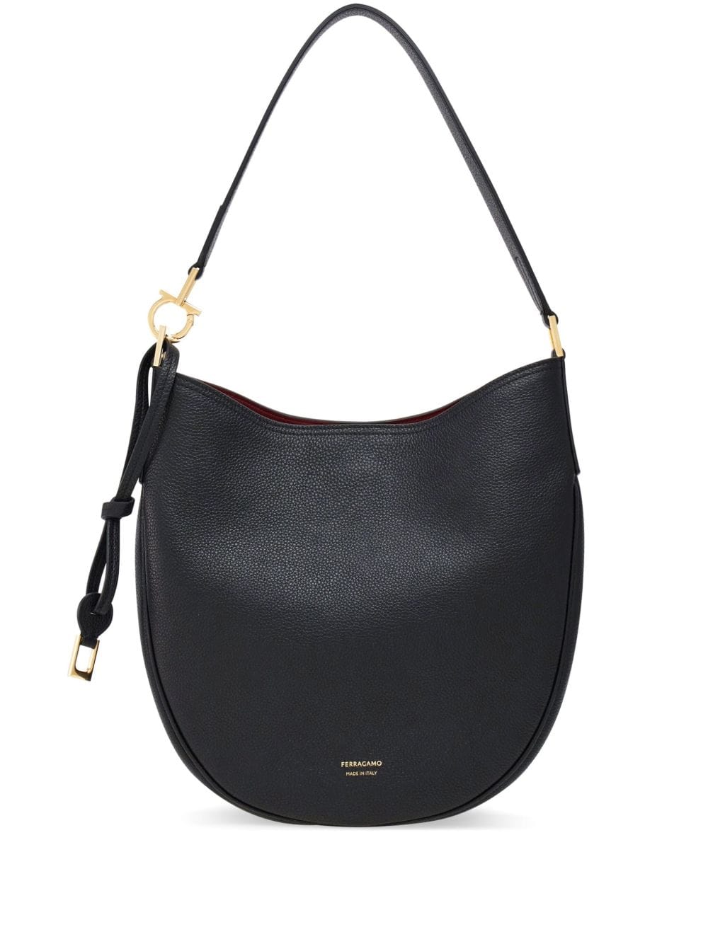Ferragamo Hammered Calfskin Hobo Bag — Black