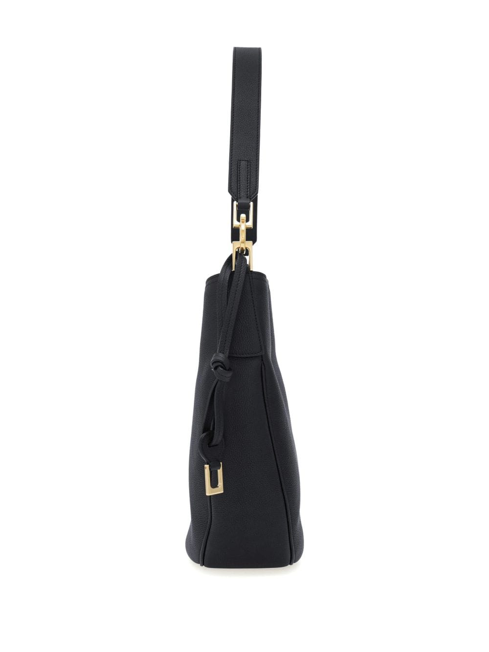 Ferragamo Hammered Calfskin Hobo Bag — Black