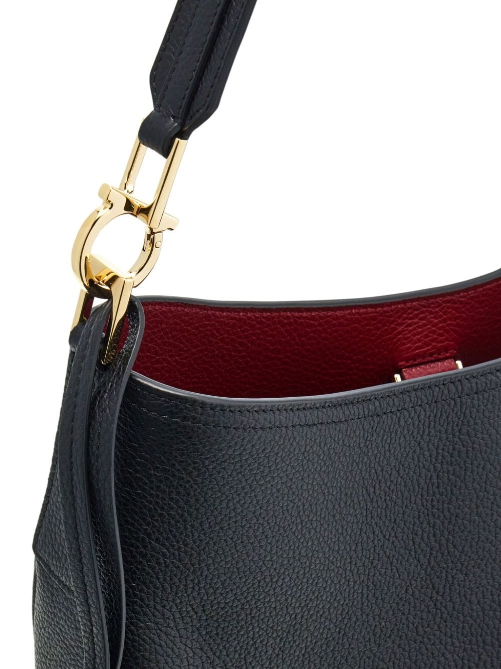 Ferragamo Hammered Calfskin Hobo Bag — Black