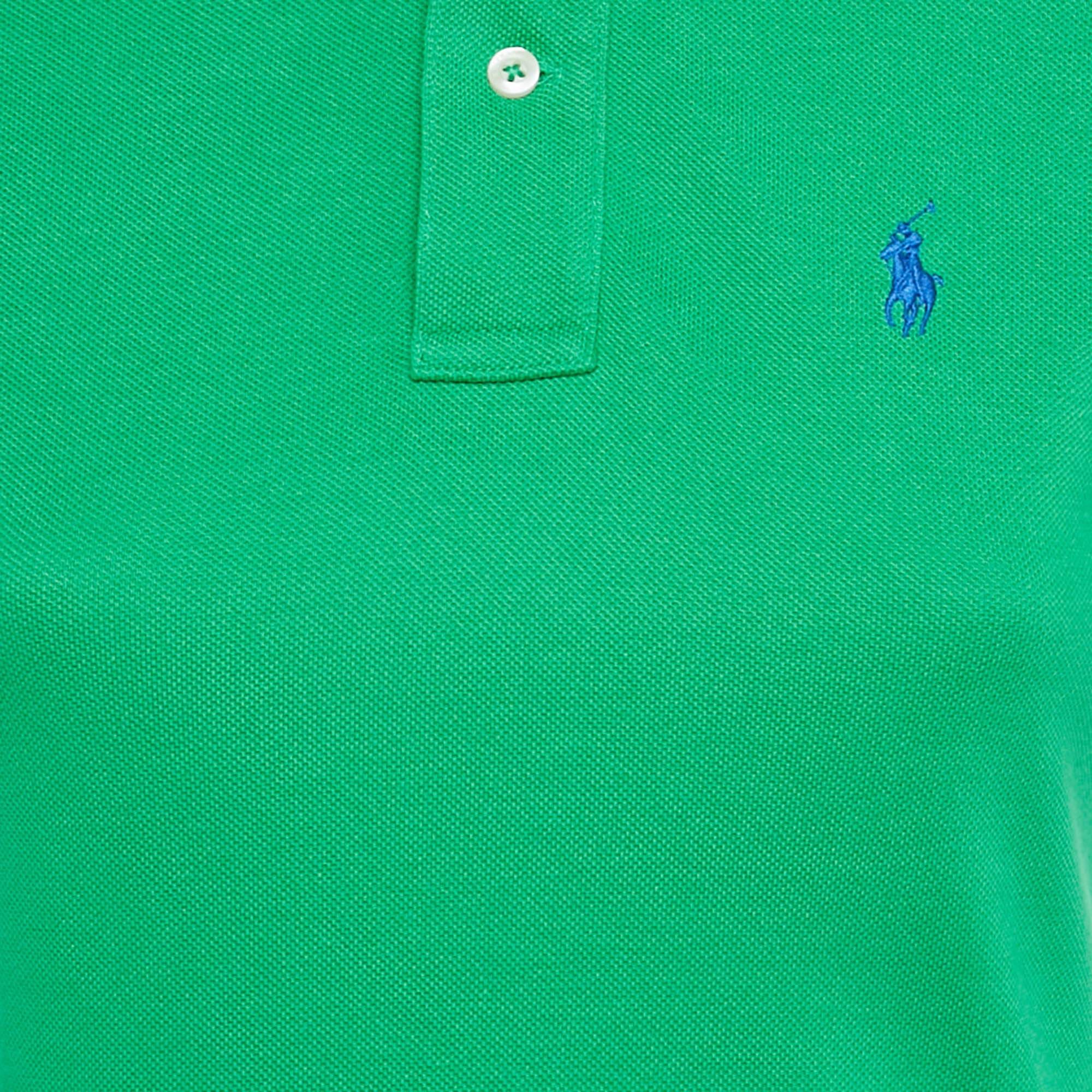 Ralph Lauren Green Logo Embroidered Cotton Skinny Polo T - Shirt