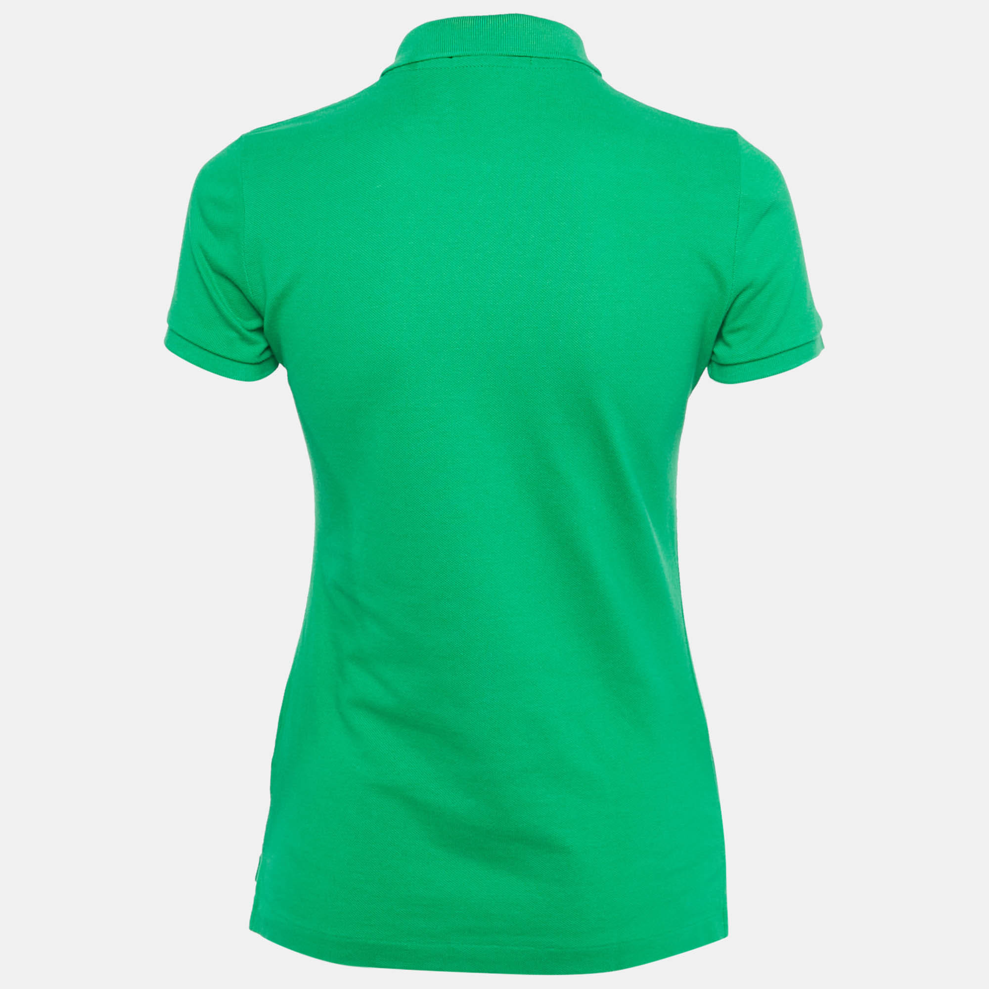 Ralph Lauren Green Logo Embroidered Cotton Skinny Polo T - Shirt