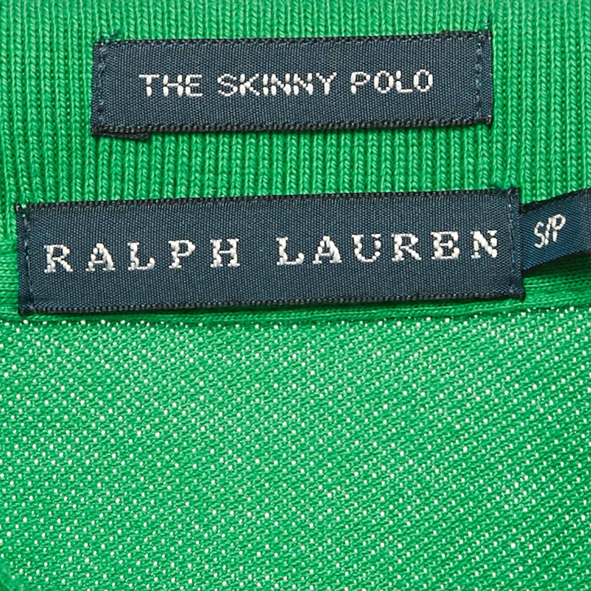 Ralph Lauren Green Logo Embroidered Cotton Skinny Polo T - Shirt