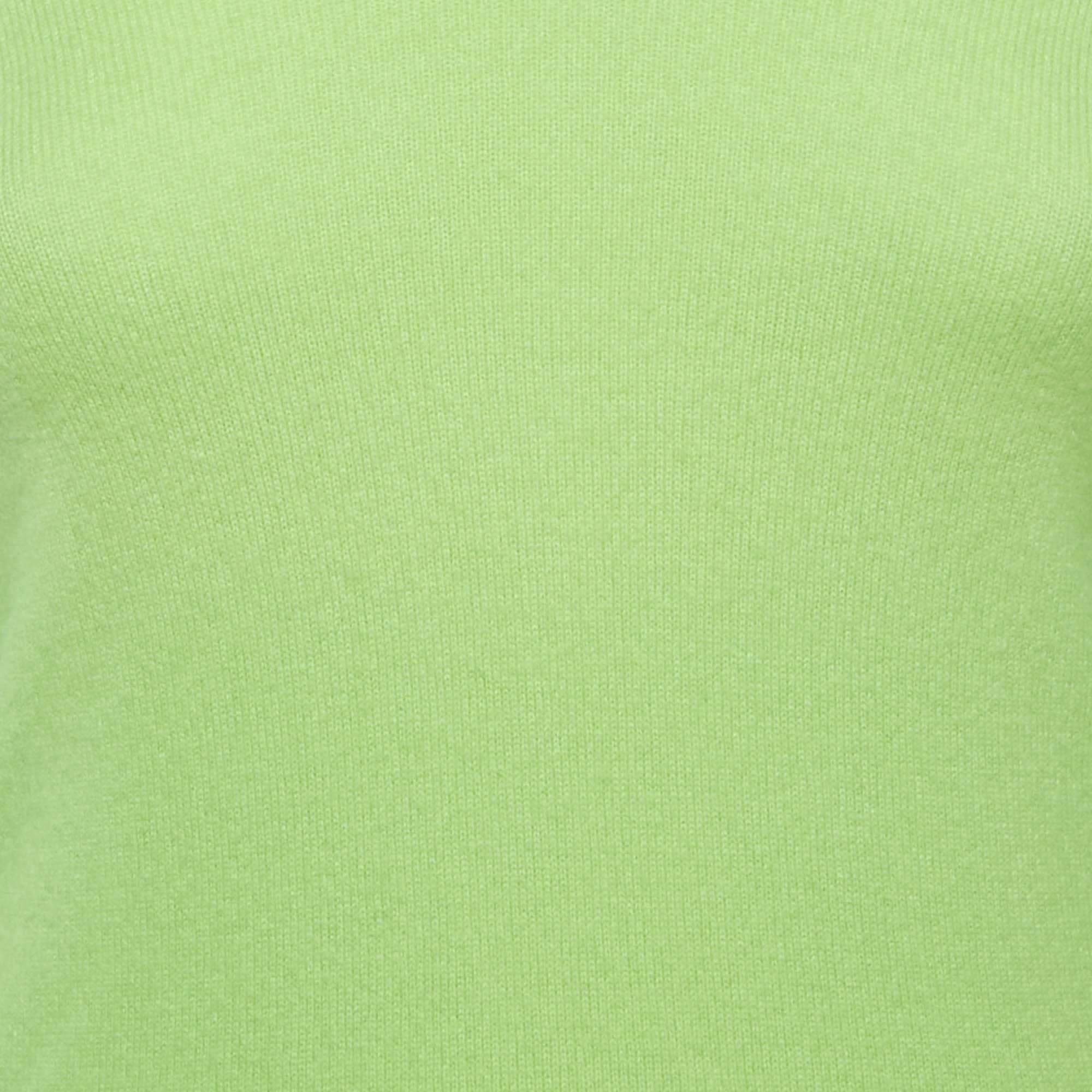 Ralph Lauren Light Green Cashmere V - Neck Long Sleeve Sweater