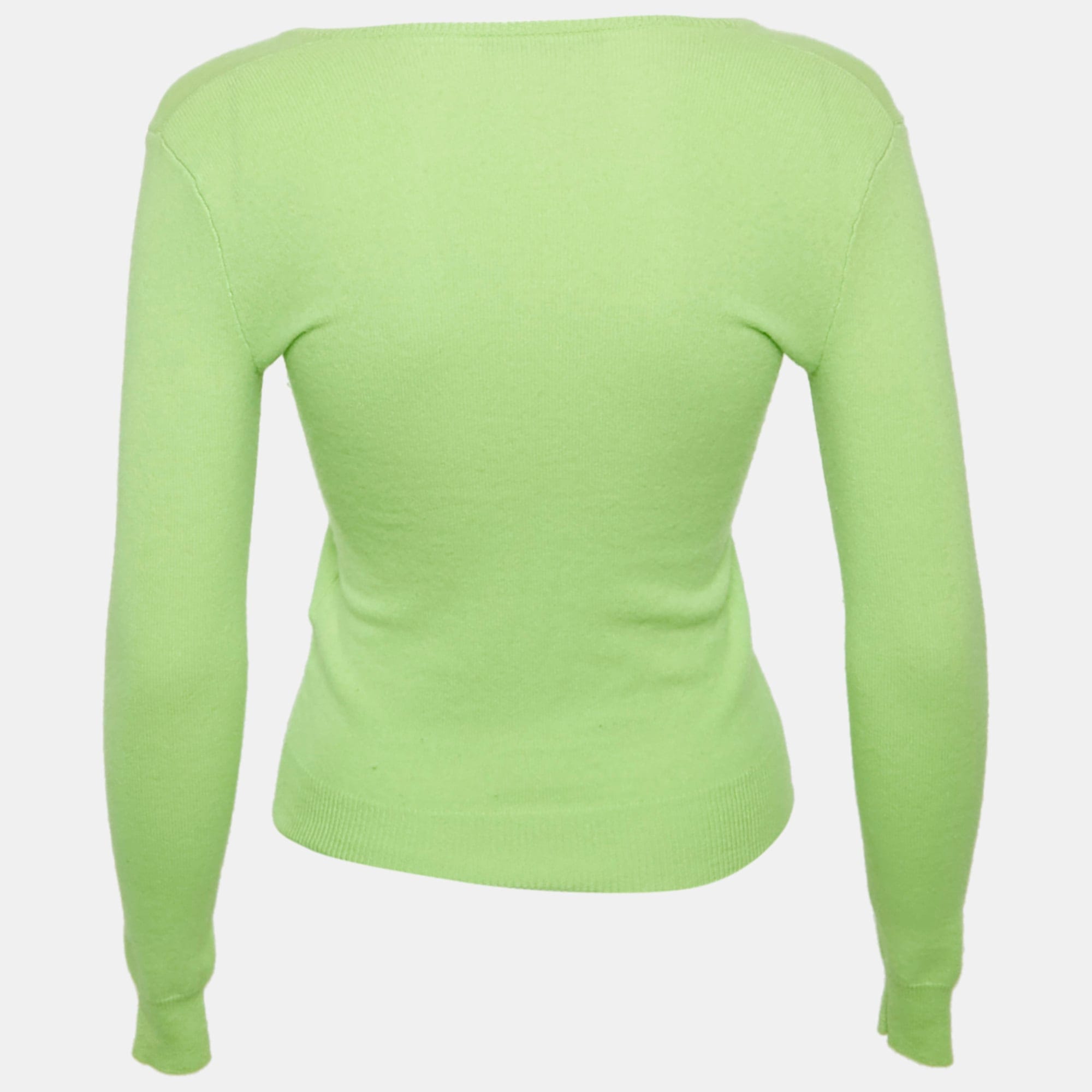 Ralph Lauren Light Green Cashmere V - Neck Long Sleeve Sweater