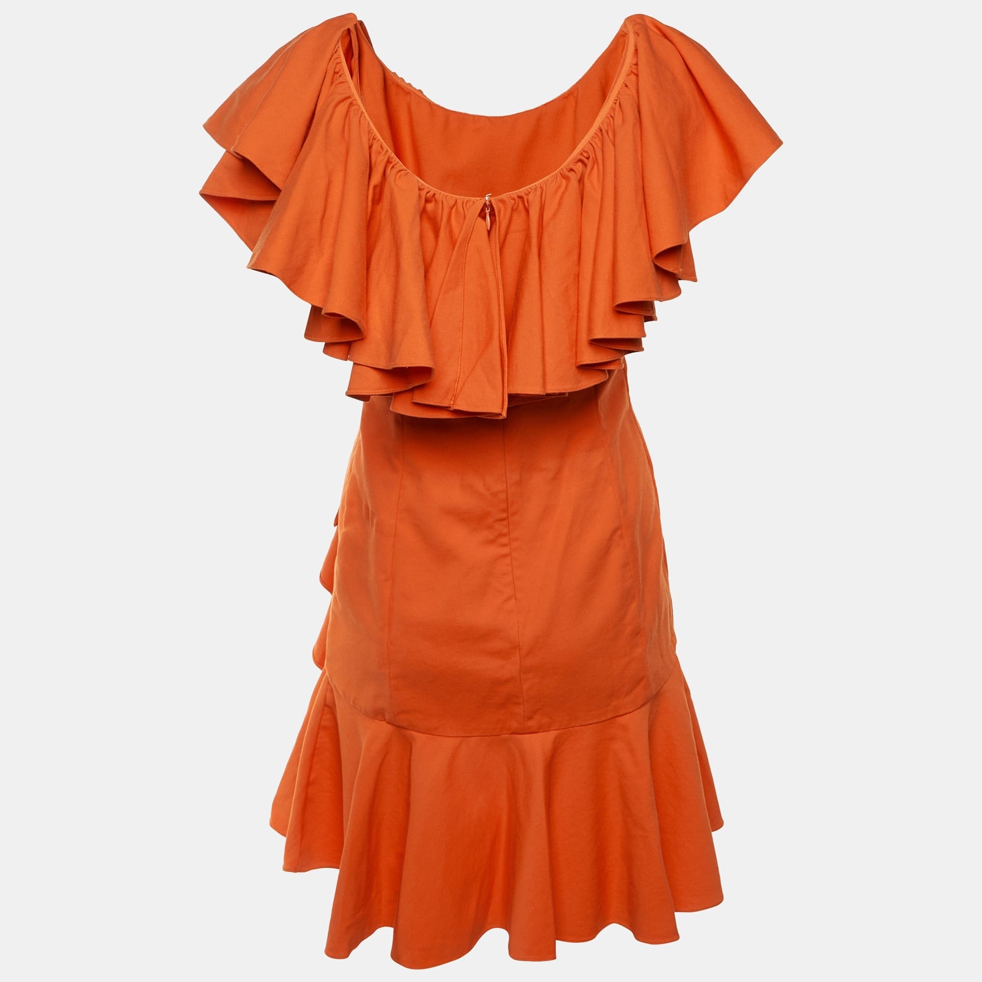 Ralph Lauren Orange Stretch Cotton Ruffled Dress