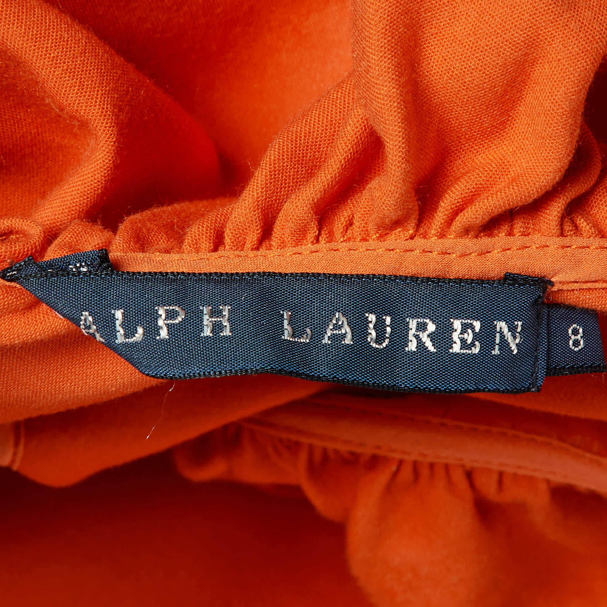 Ralph Lauren Orange Stretch Cotton Ruffled Dress