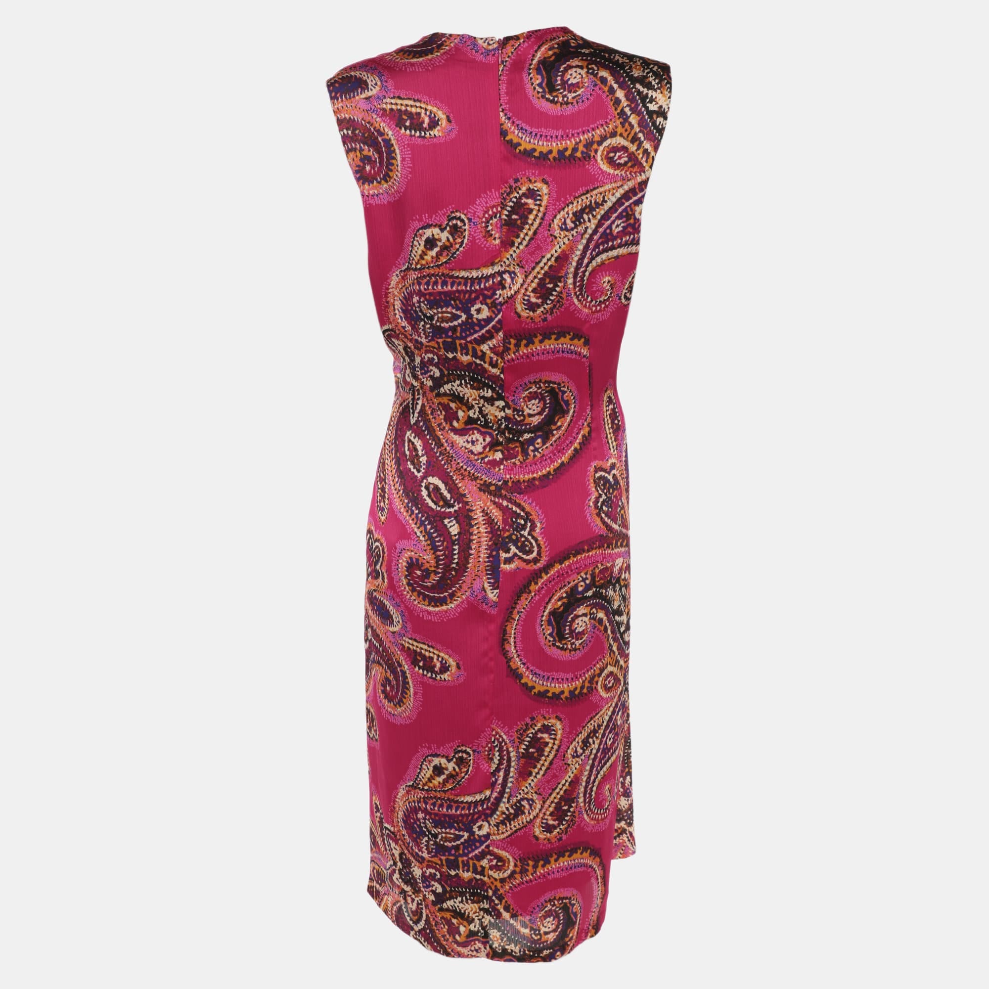 Ralph Lauren Pink Multicolor Paisley Print Midi Dress