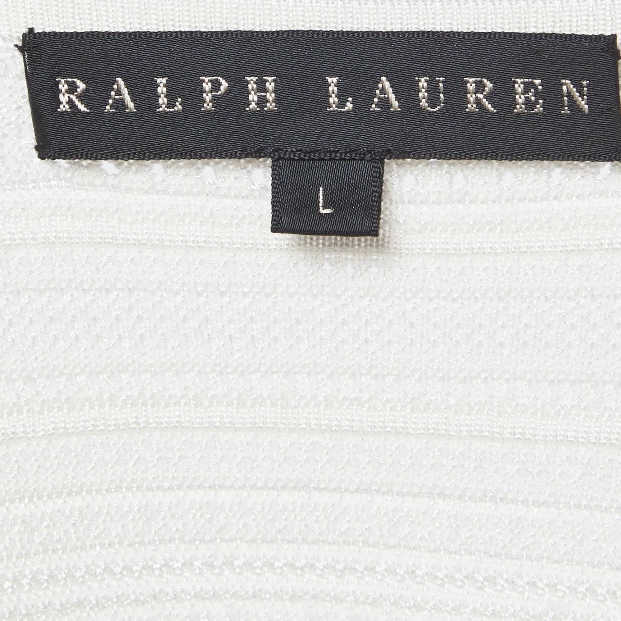 Ralph Lauren Off White Knitted Open Front Cardigan