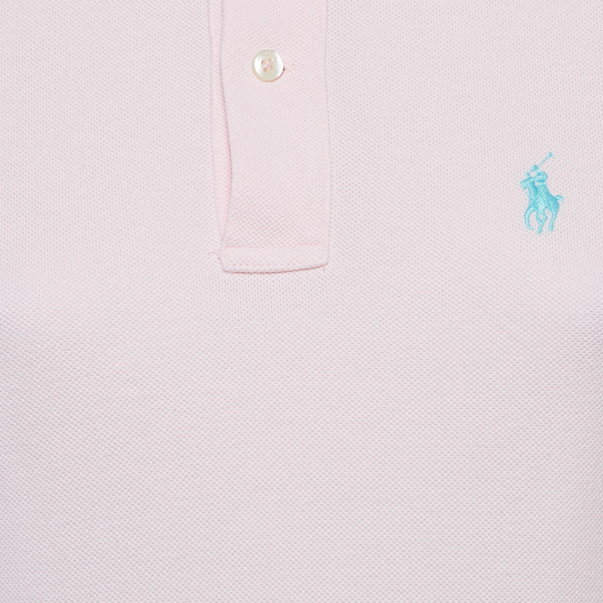 Ralph Lauren Pink Logo Embroidered Cotton Skinny Polo T - Shirt