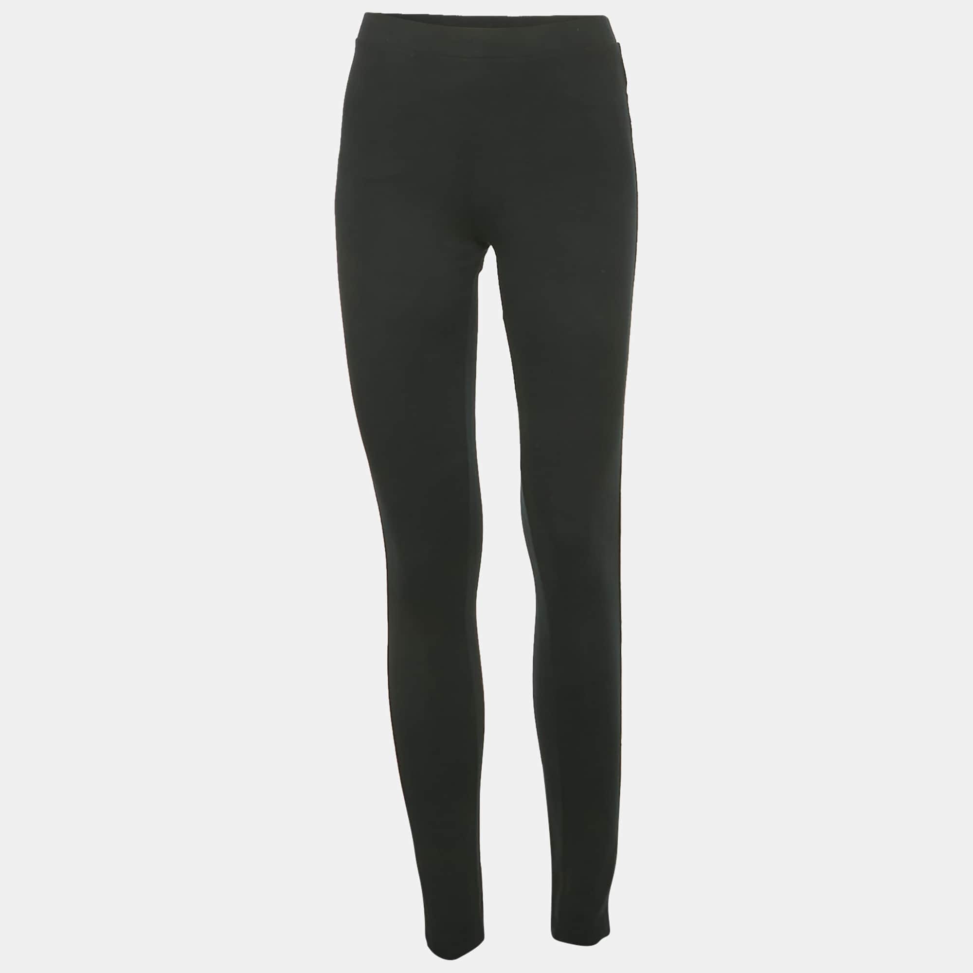 Ralph Lauren Black Embroidered Hem Jersey Leggings