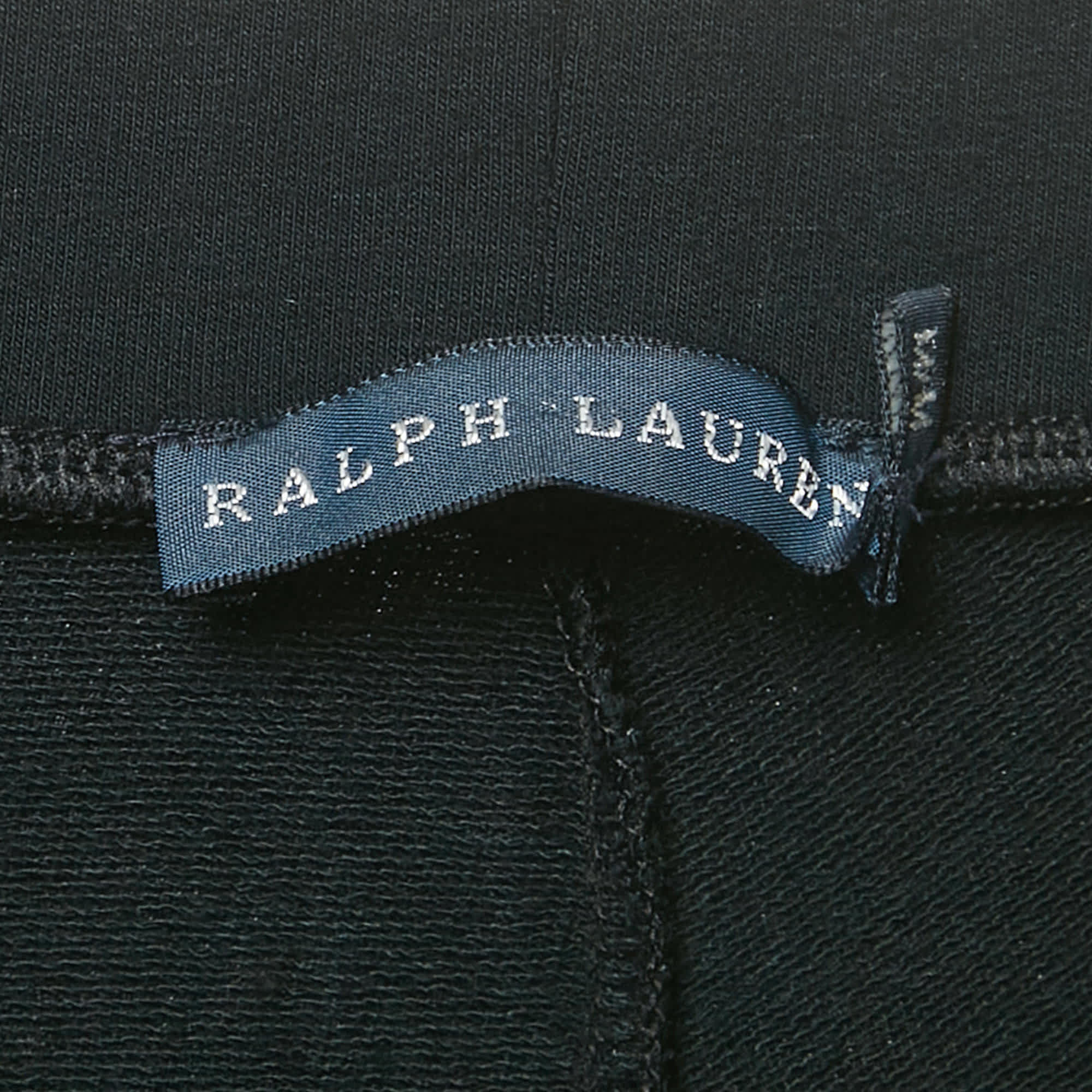 Ralph Lauren Black Embroidered Hem Jersey Leggings