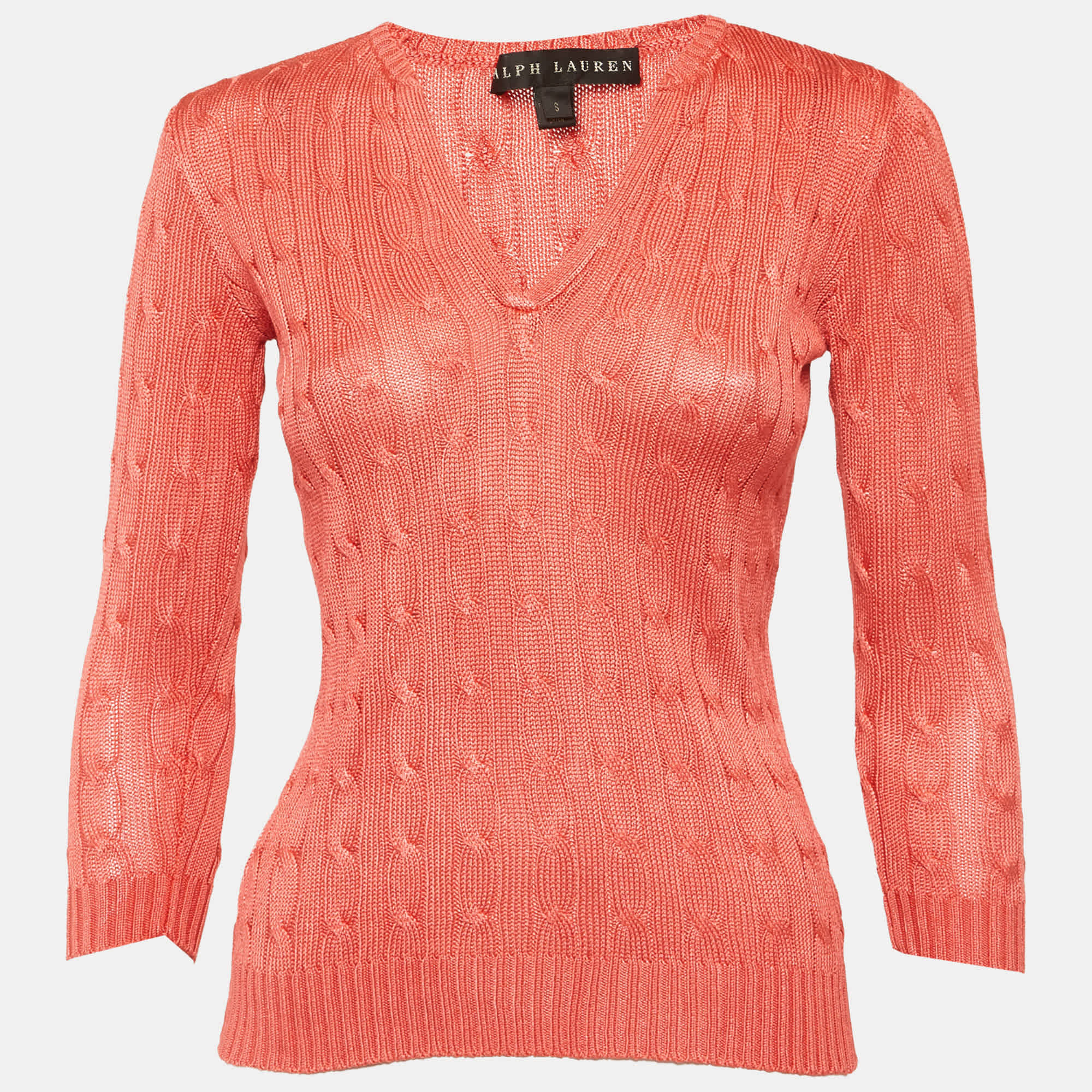 Ralph Lauren Coral Pink Silk Knit Sweater Top