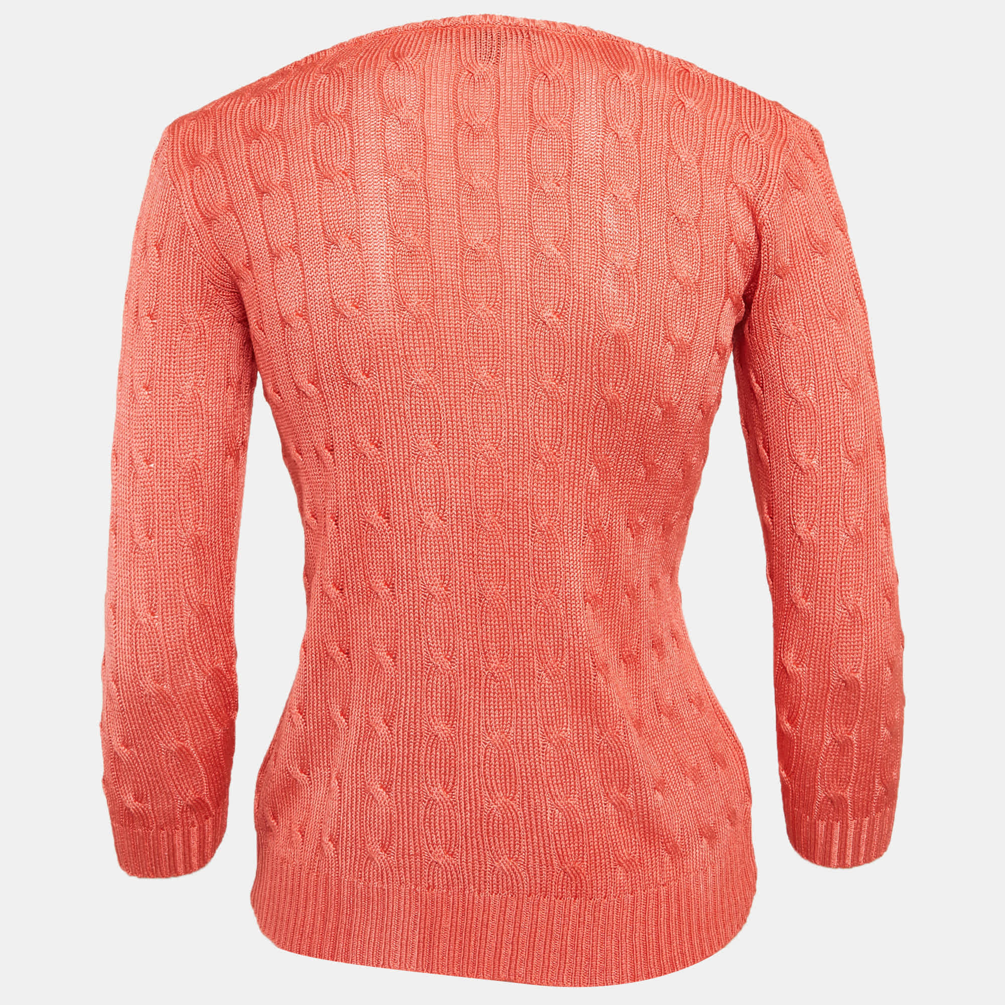 Ralph Lauren Coral Pink Silk Knit Sweater Top