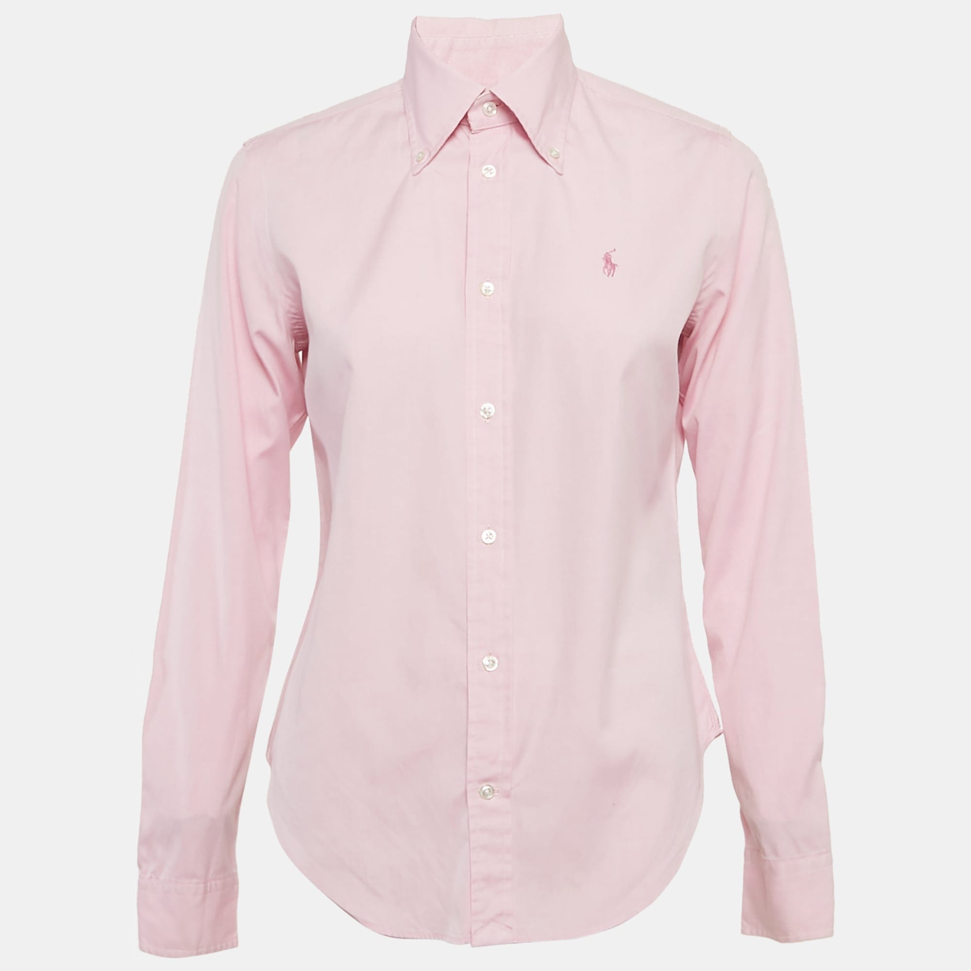 Ralph Lauren Pink Cotton Button Front Super Slim Fit