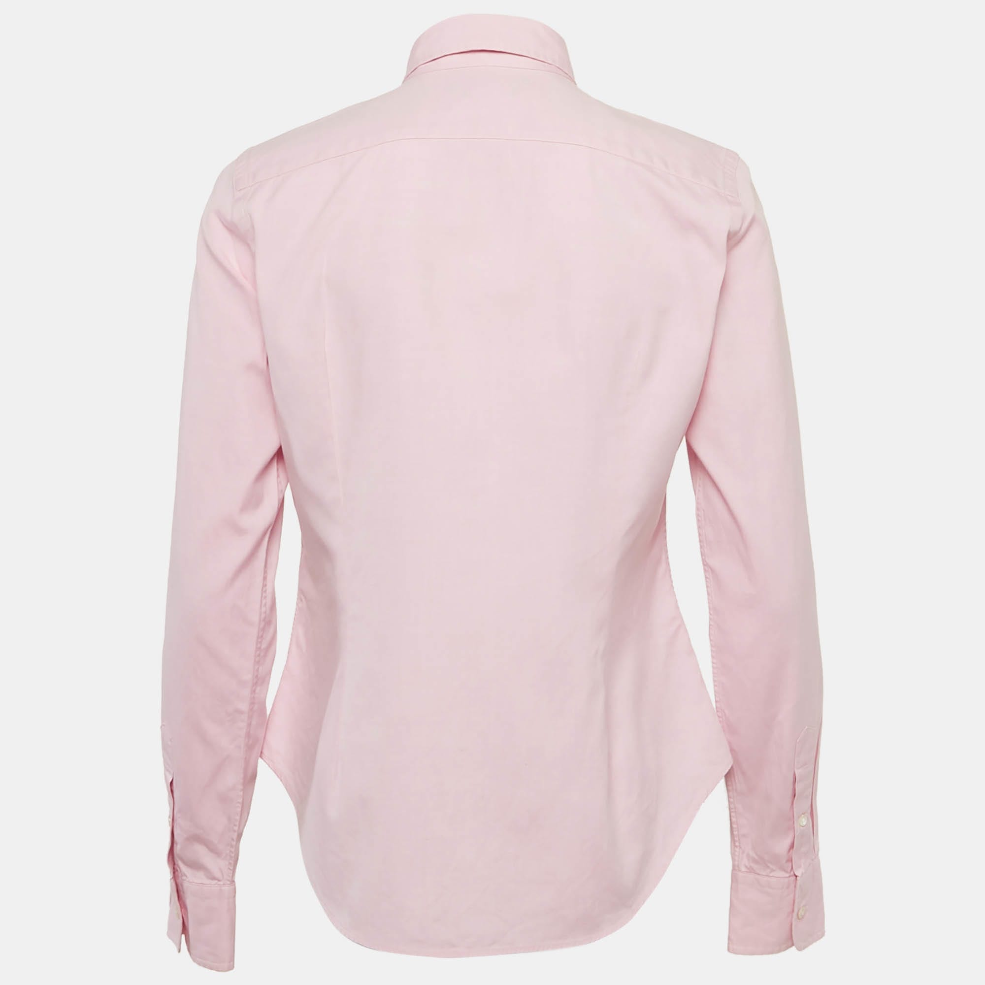 Ralph Lauren Pink Cotton Button Front Super Slim Fit