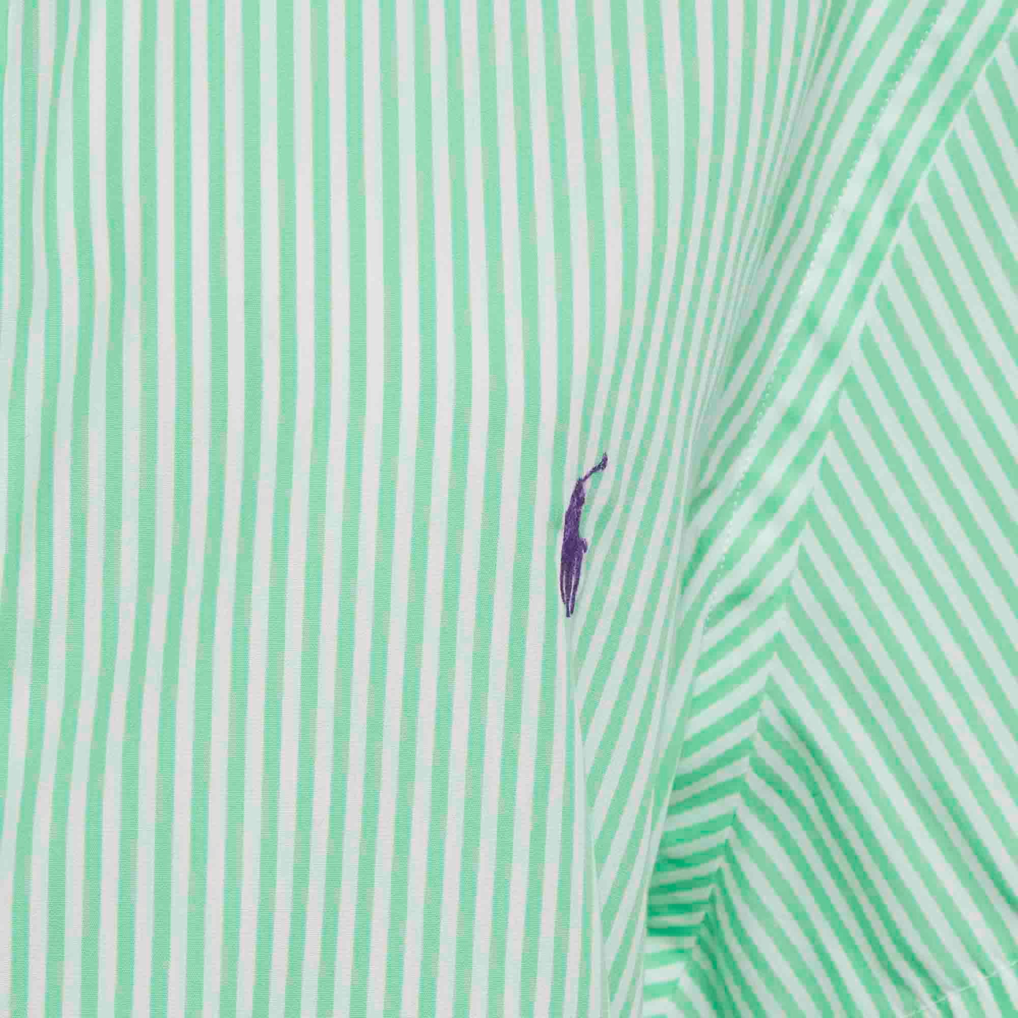 Ralph Lauren Green/white Stripe Cotton Stretch Short Sleeve Shirt