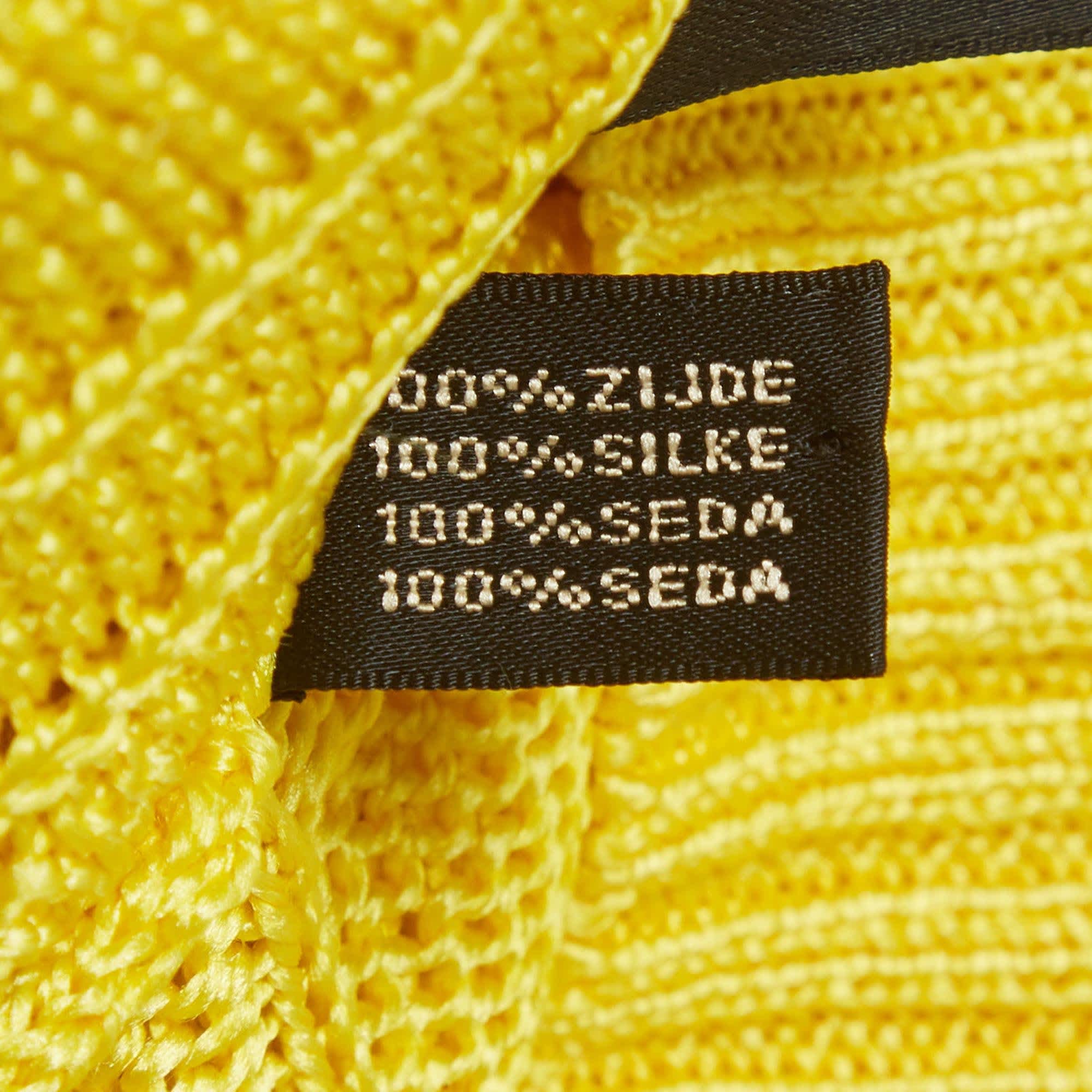 Ralph Lauren Yellow Cable Knit Silk V - Neck Sweater