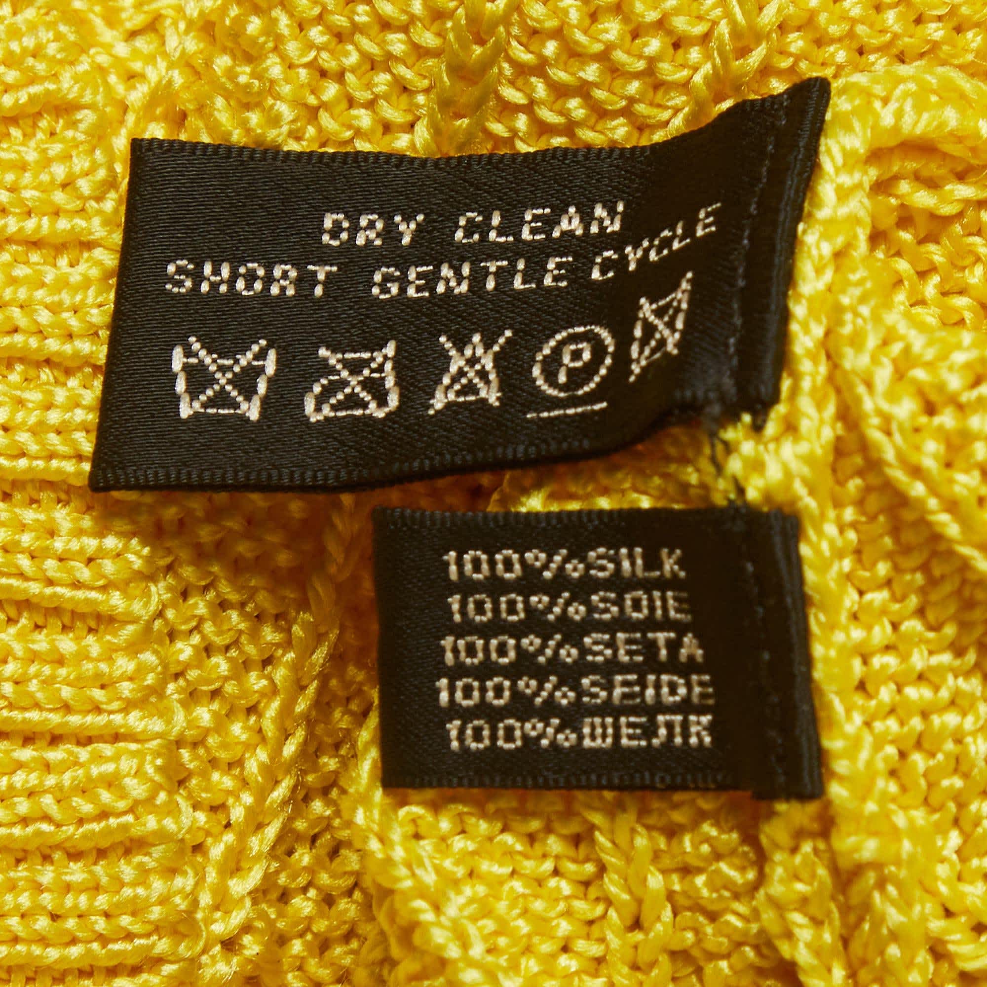 Ralph Lauren Yellow Cable Knit Silk V - Neck Sweater