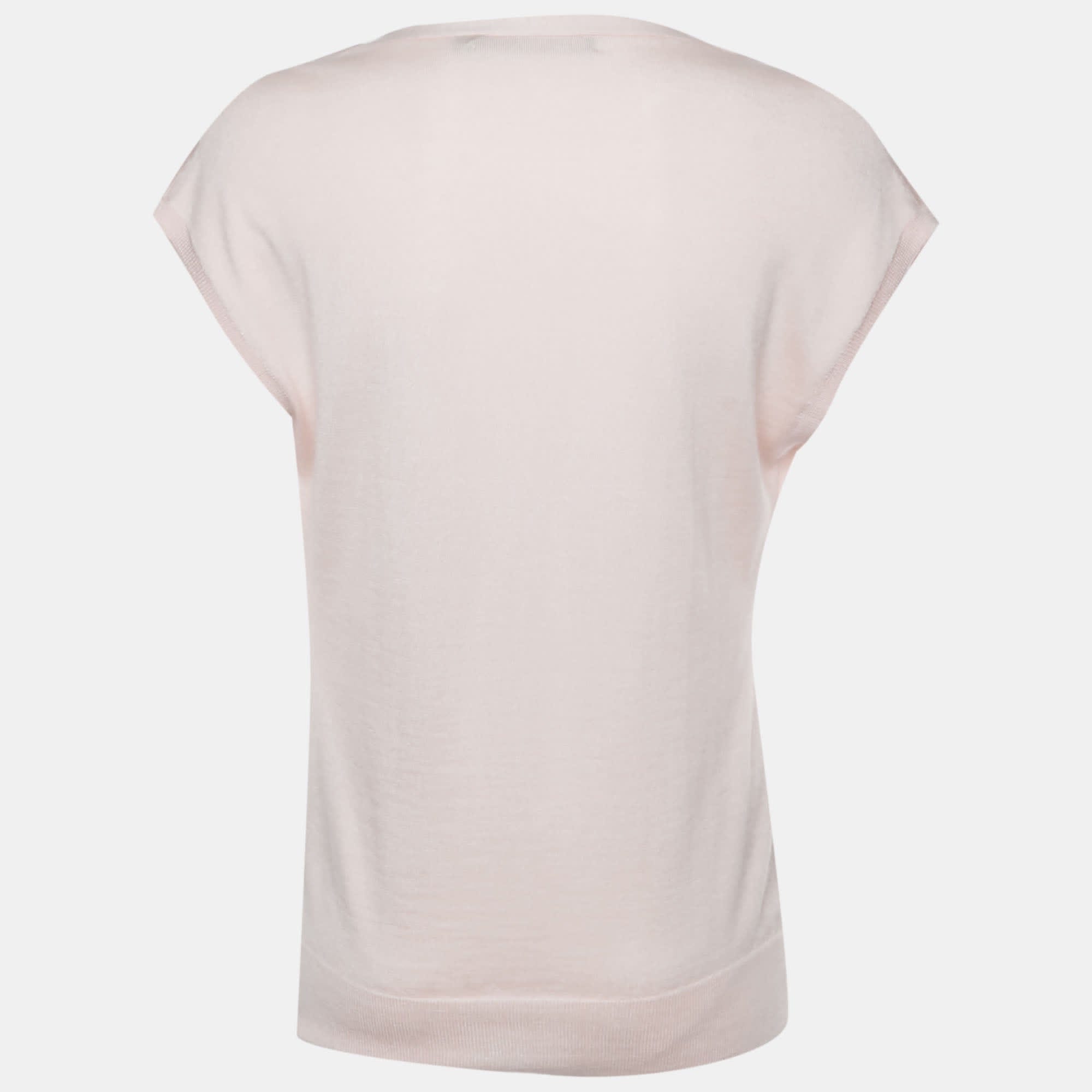 Ralph Lauren Light Pink Cashmere Blend Sleeveless Cardigan