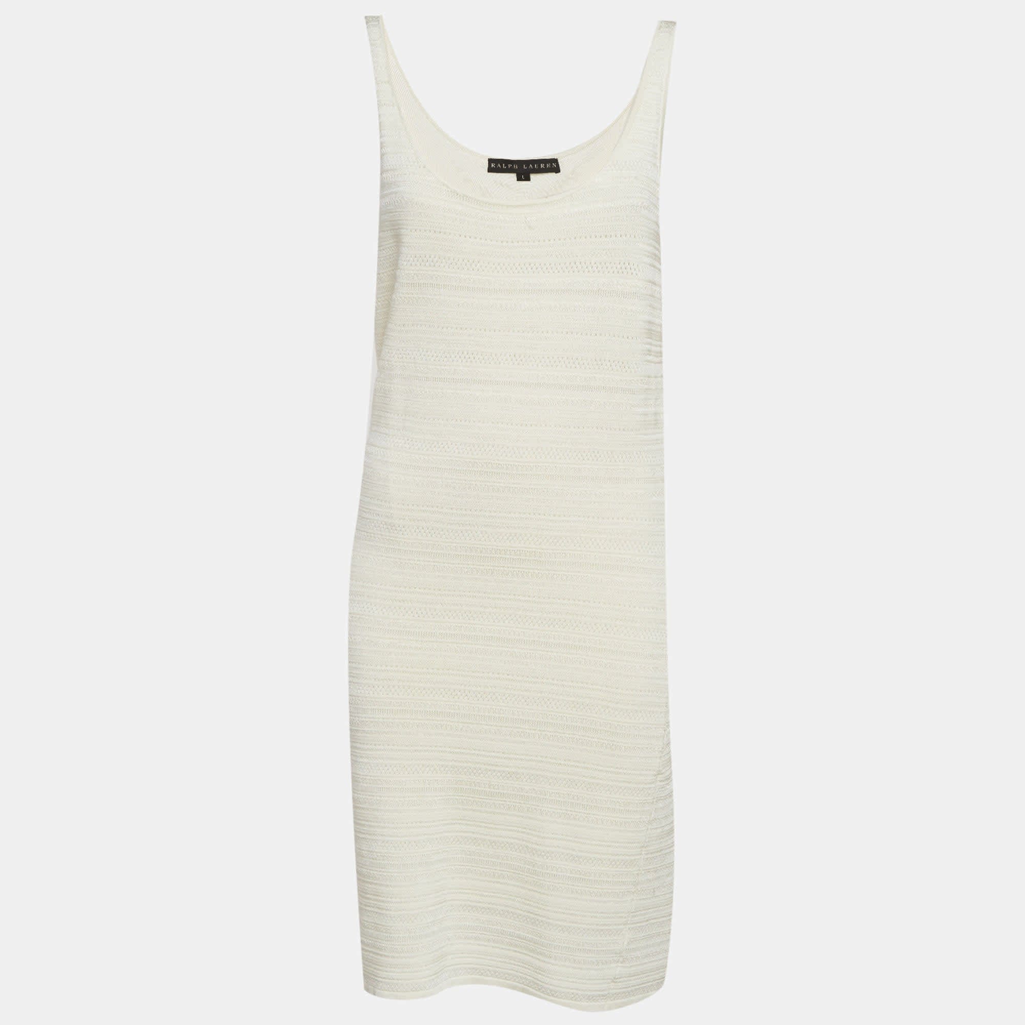 Ralph Lauren White Pointelle Knit Mini Dress